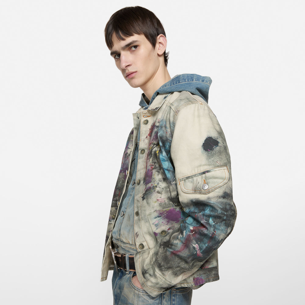 Acne Studios アクネストゥディオズ 25AW イタリア製 TROMPE L'OEIL PRINT JACKET トロンプルイユプリントジャケット FN-MN-OUTW001241 46 WHITE MULTI Gジャン デニムジャケット 定価138,600円 アウター【新古品】【中古】【Acne Studios】 JACKET TROMPE L'OEIL PRINT – OBLIGE