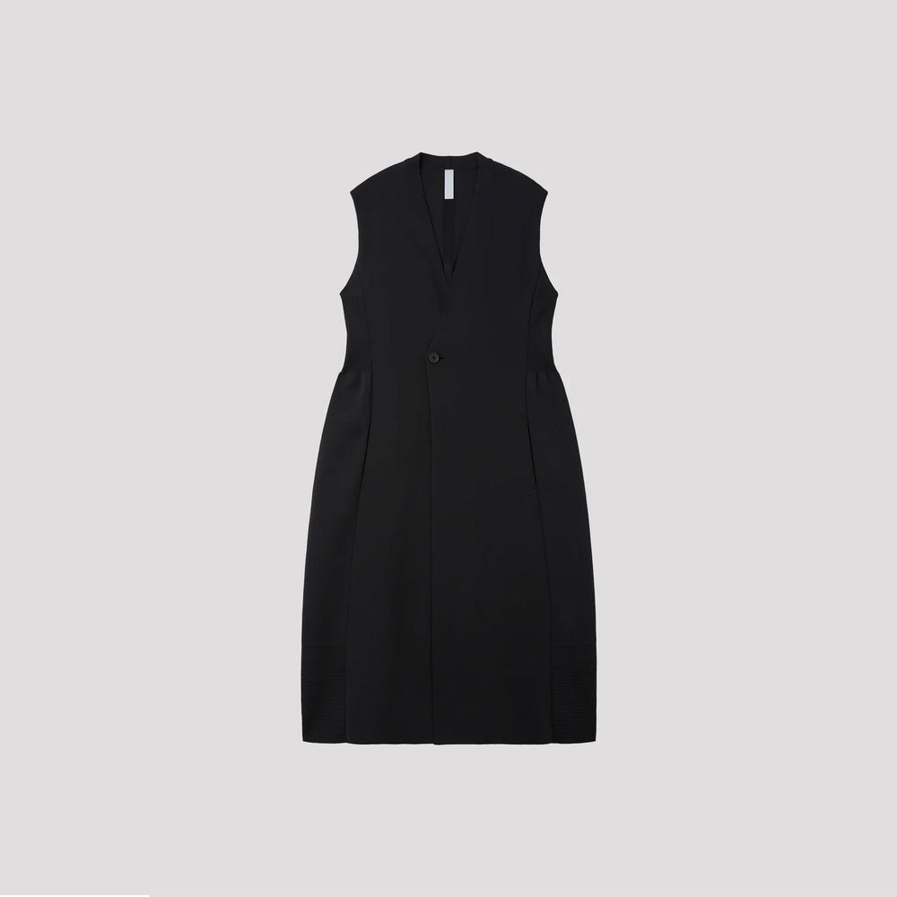 MILAN-COLLARLESS LONG VEST-BLACK- – OBLIGE