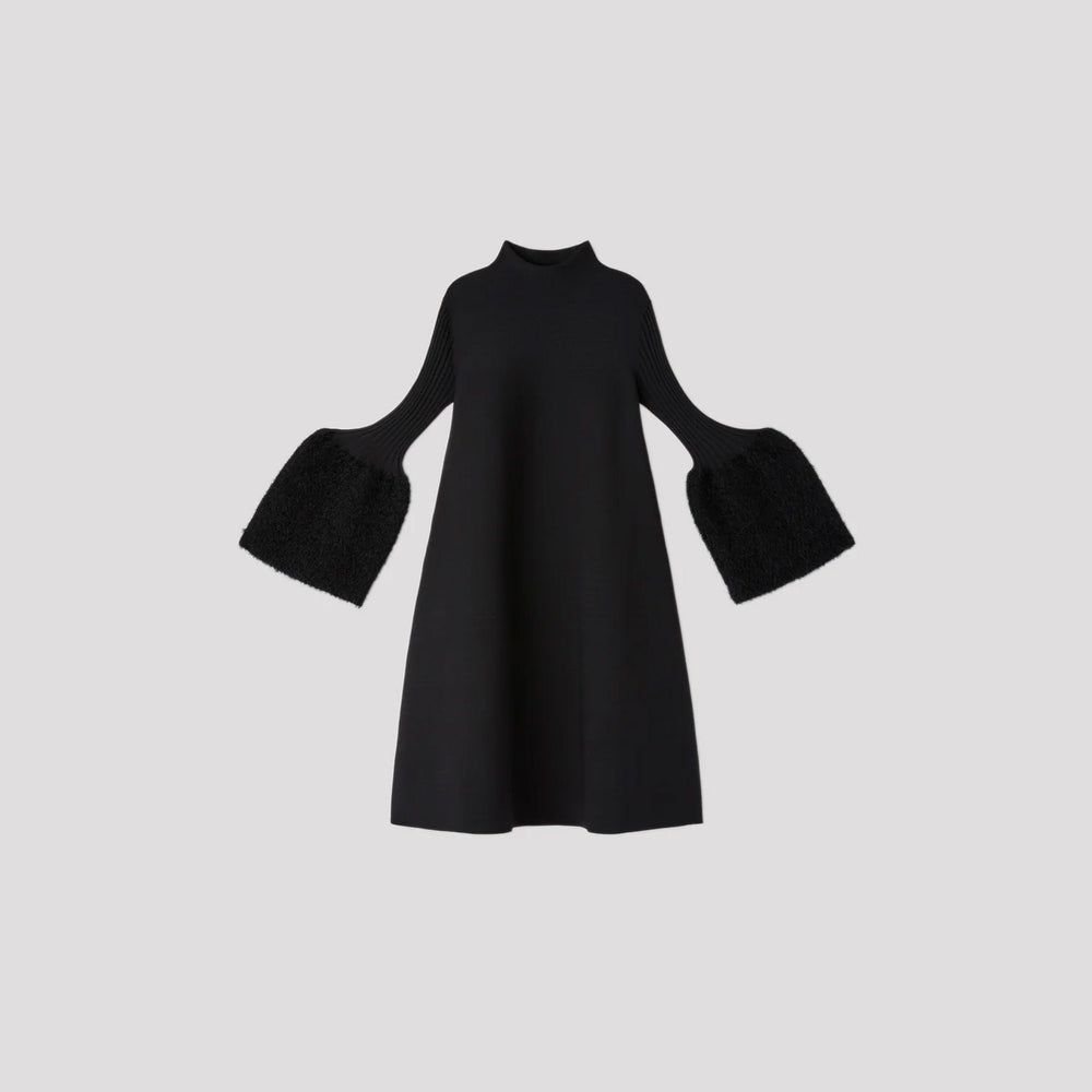 POTTERY PILE GLITTER LONG BELL SLEEVE FLARE MINI DRESS