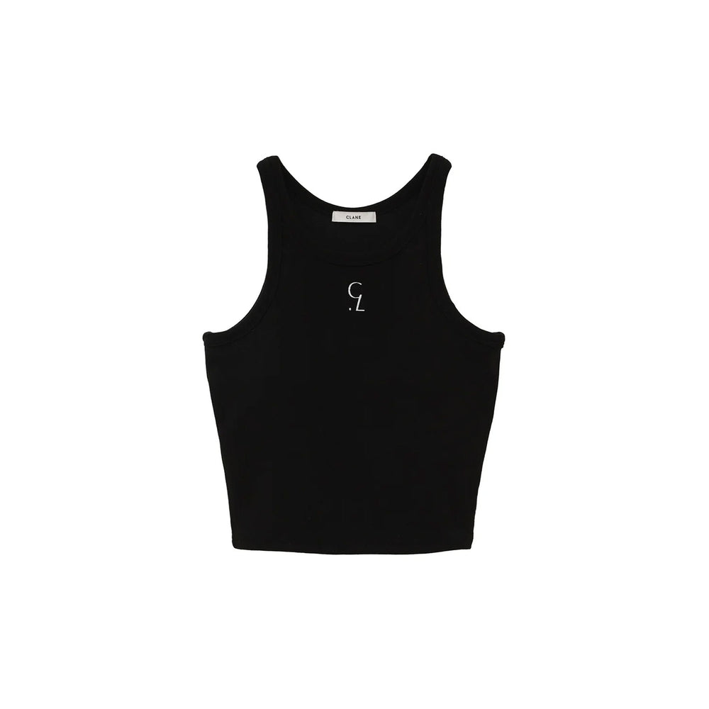 LOGO SLIM TANK TOPS-BLACK-