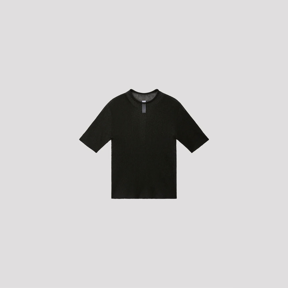 PORTRAIT LUCENT-SHORT SLEEVE TOP-WHITE- – OBLIGE