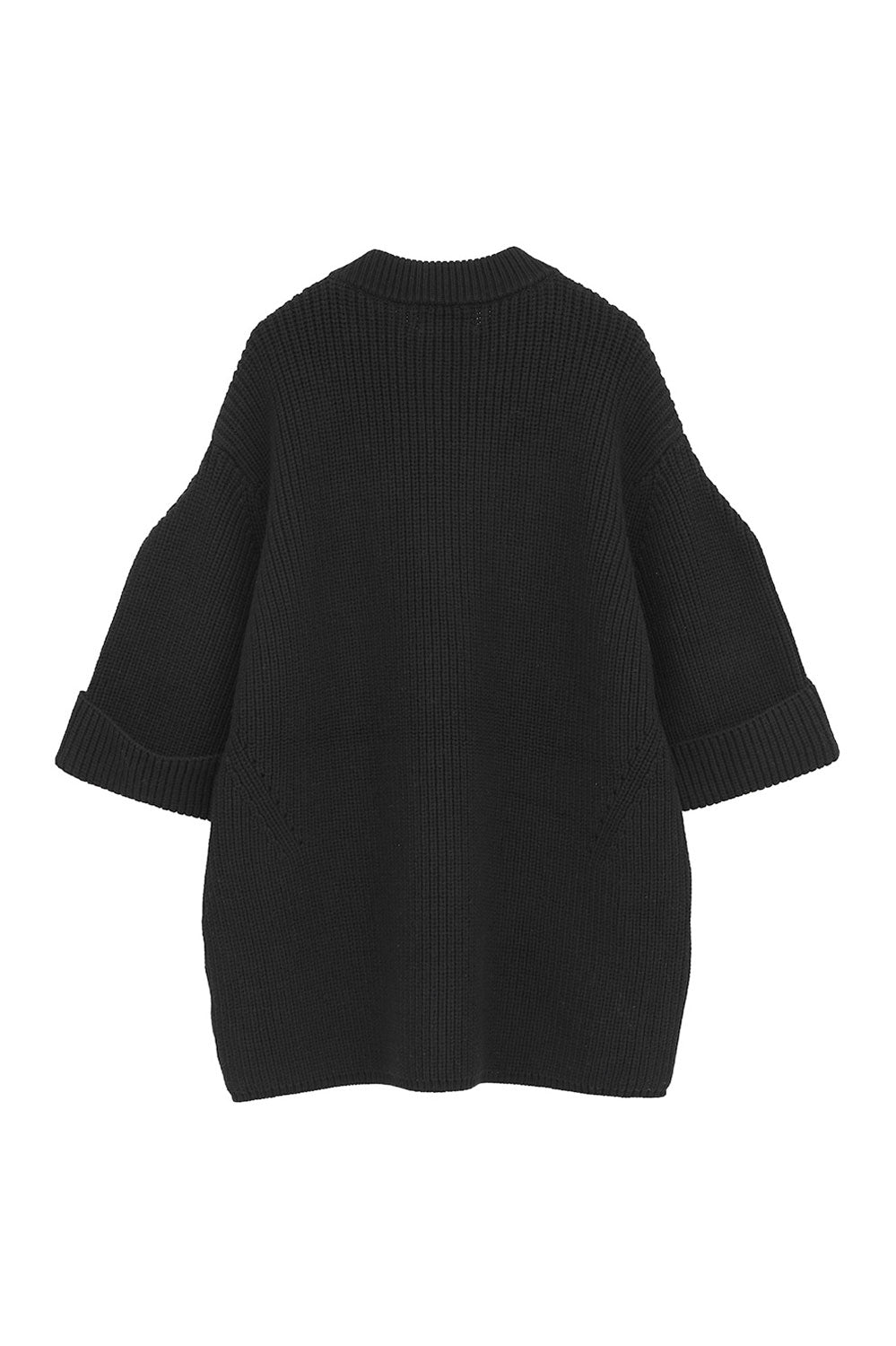 
                  
                    OVER HALF SLEEVE KNIT TOPS-BLACK-
                  
                