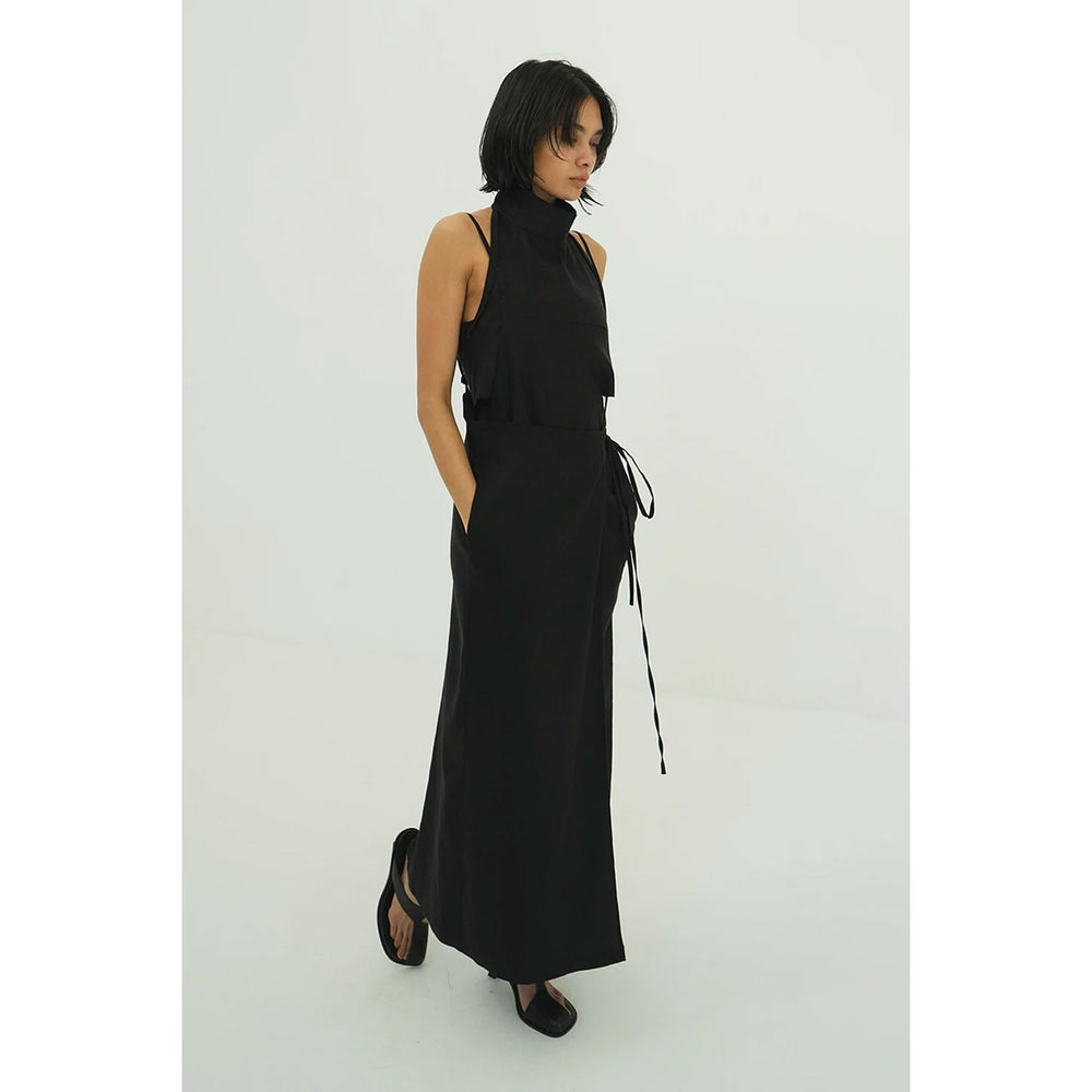 DRAPE WRAP CAMI SKIRT-BLACK- – OBLIGE