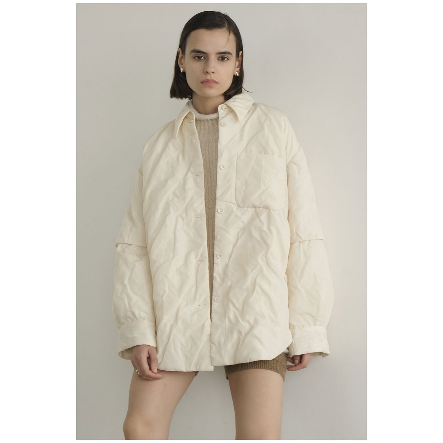 
                  
                    PADDED CRUMPLY SHIRT JACKET
                  
                