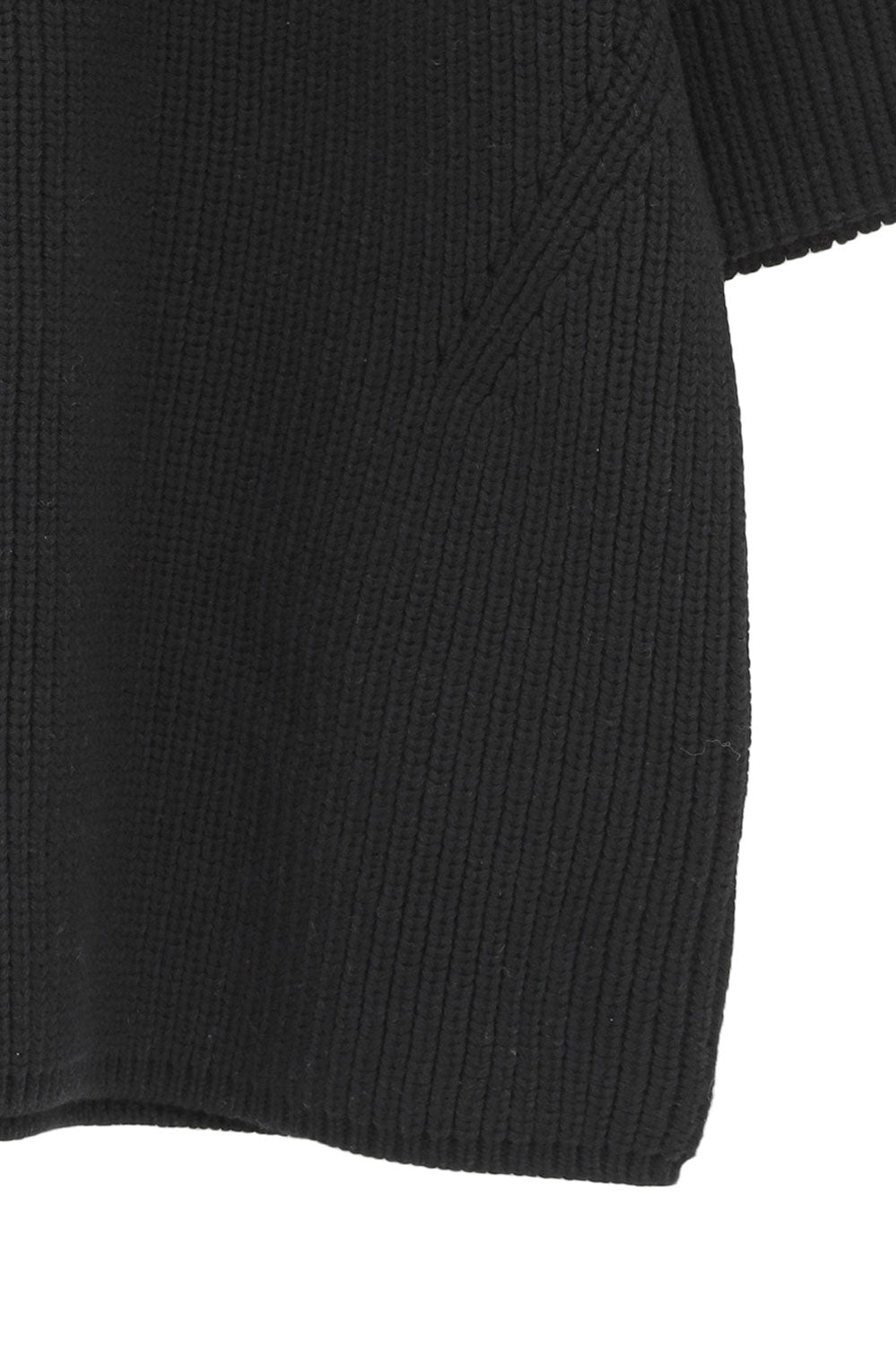 
                  
                    OVER HALF SLEEVE KNIT TOPS-BLACK-
                  
                