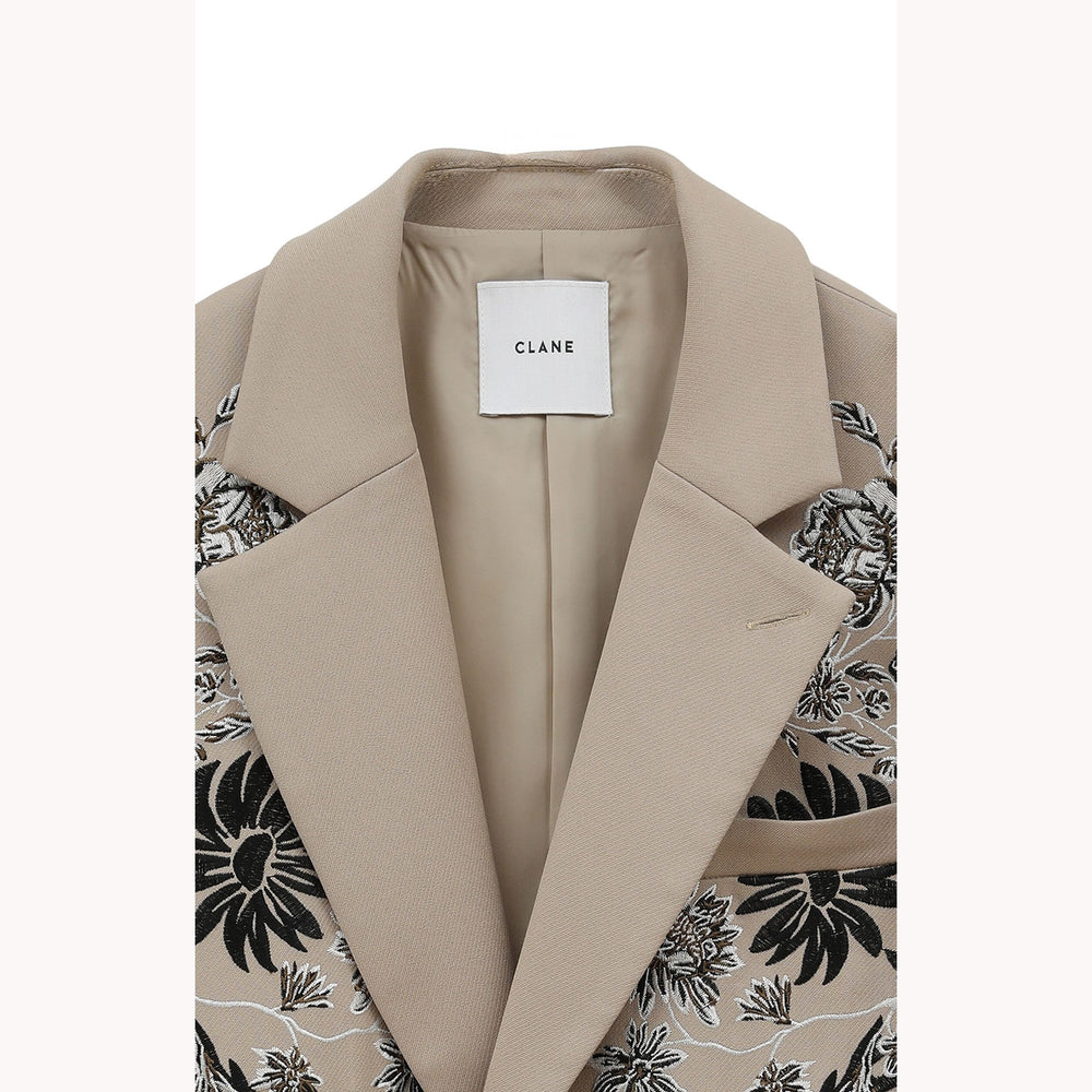 FLOWER EMBROIDERY TAILORED JACKET – OBLIGE