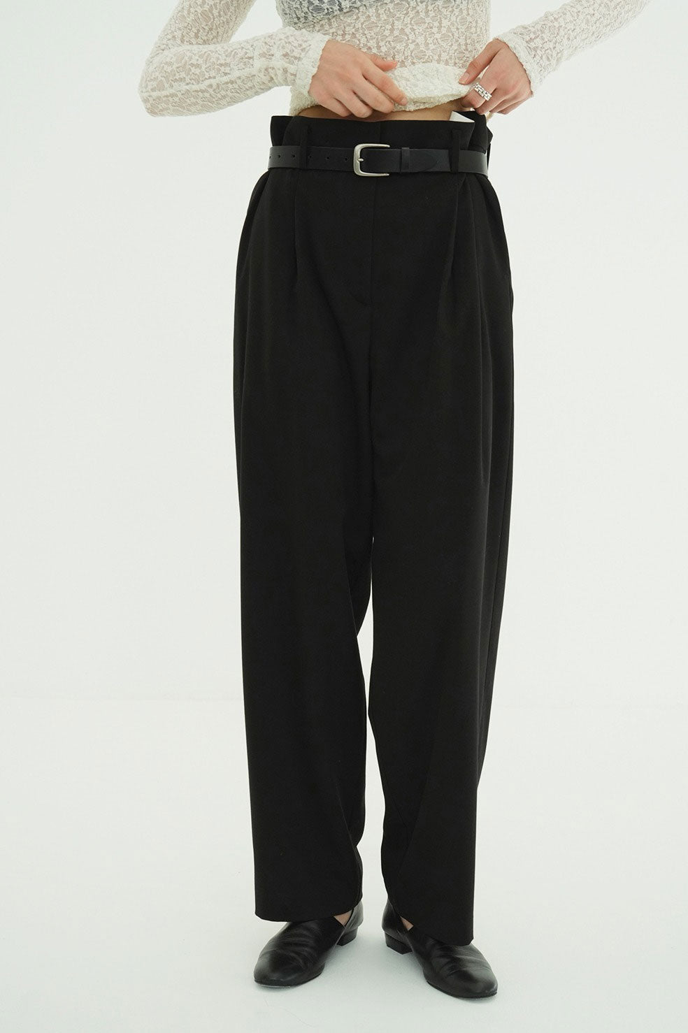 
                  
                    WAIST BELT DAD PANTS-BLACK-
                  
                