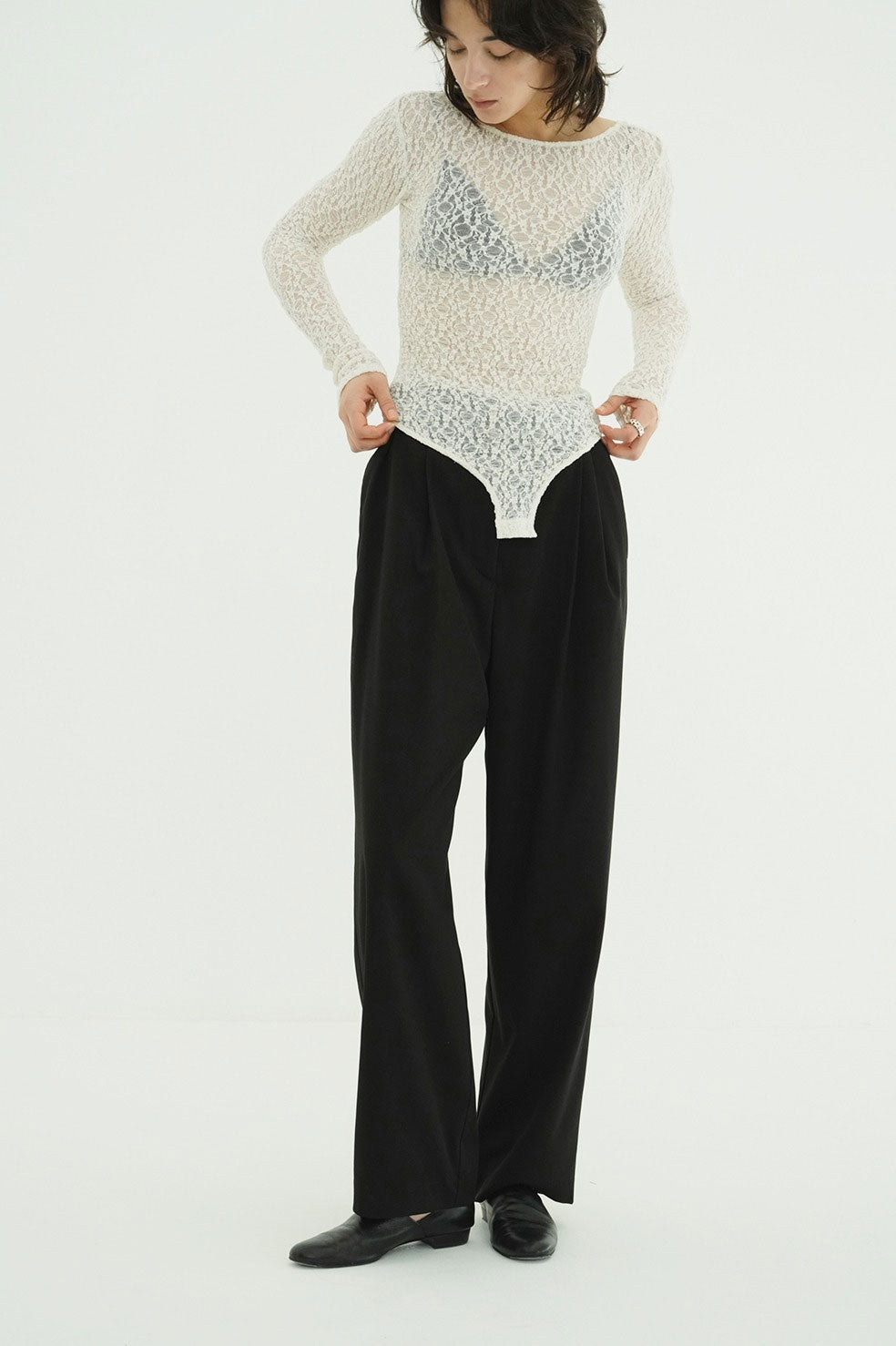 
                  
                    WAIST BELT DAD PANTS-BLACK-
                  
                