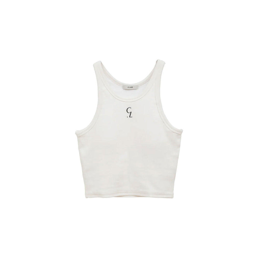 LOGO SLIM TANK TOPS-WHITE-
