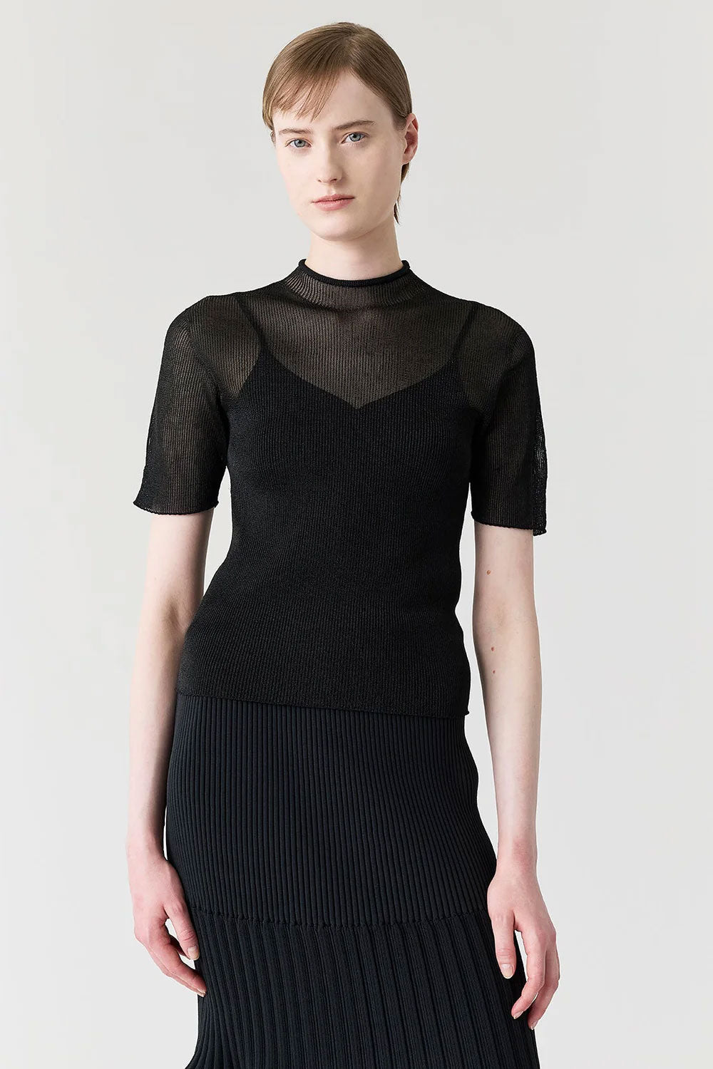 
                  
                    PORTRAIT LUCENT-SHORT SLEEVE TOP-BLACK-
                  
                