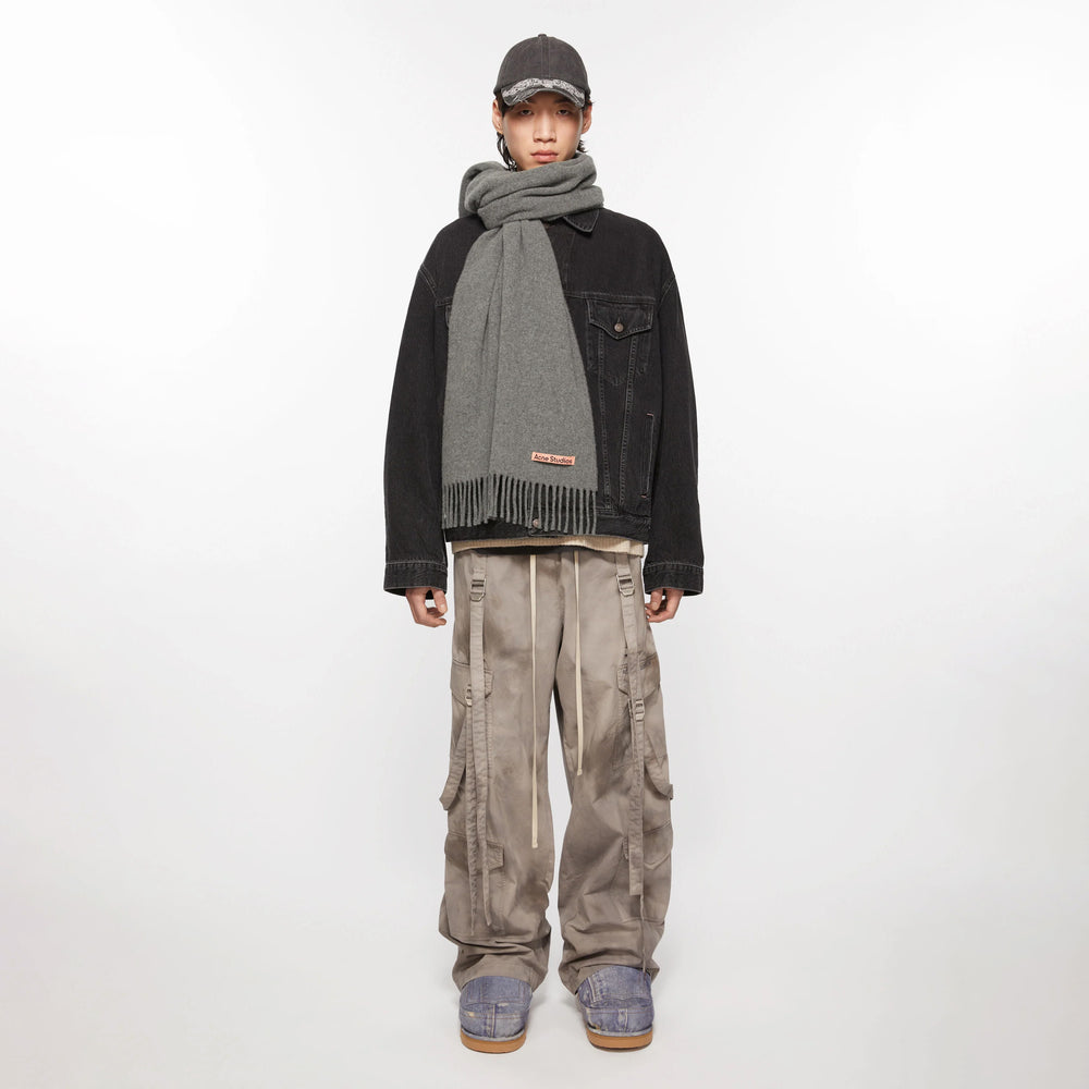 FRINGE WOOL SCARF NARROW – OBLIGE