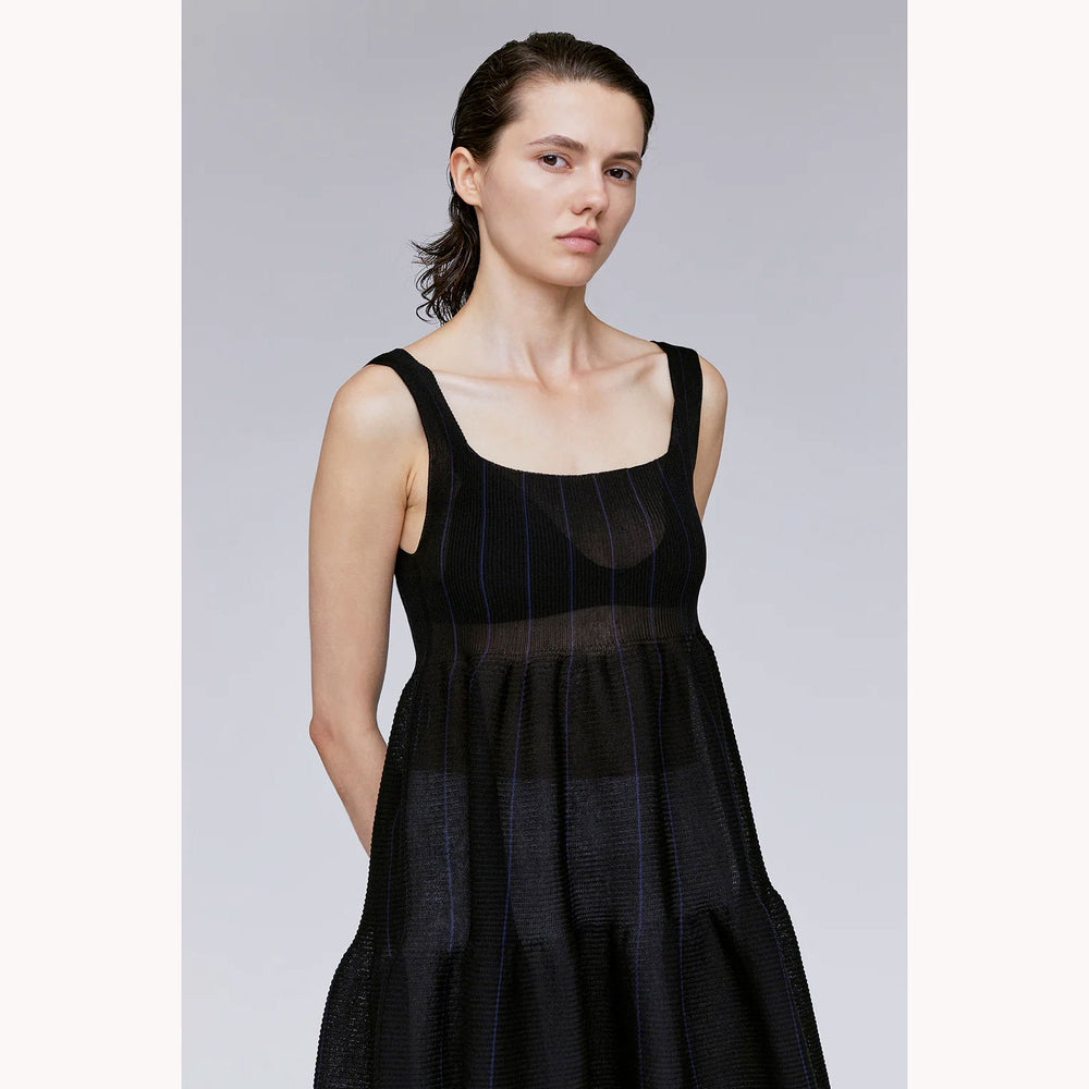 CFCL TC CASCADES MINI DRESS ミニドレス TC CASCADES SLEEVELESS MINI DRESS -BLACK/NAVY- – OBLIGE