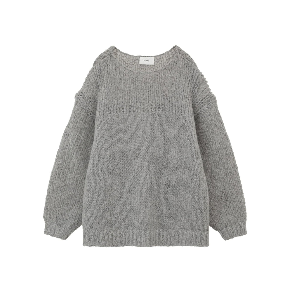 HALF SHEER LOOSE MOHAIR KNIT TOPS