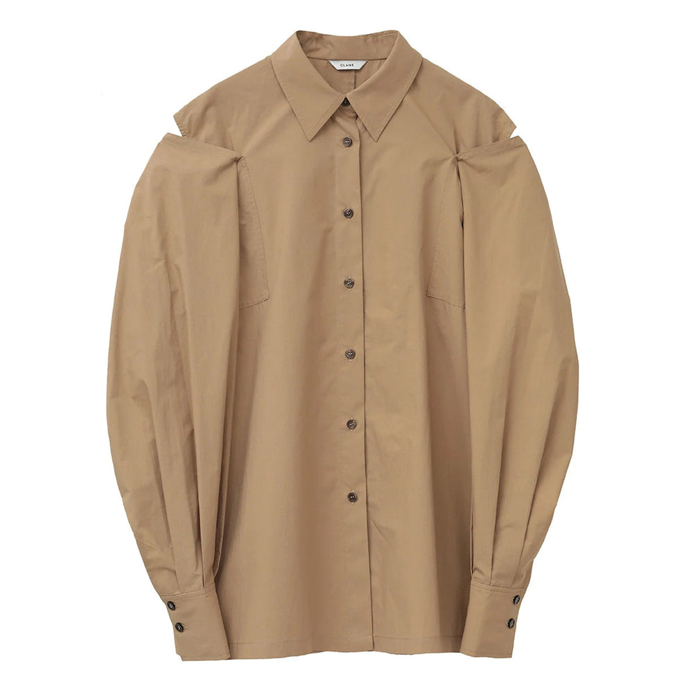 2WAY OFF SHOULDER COLLAR TOPS -BEIGE