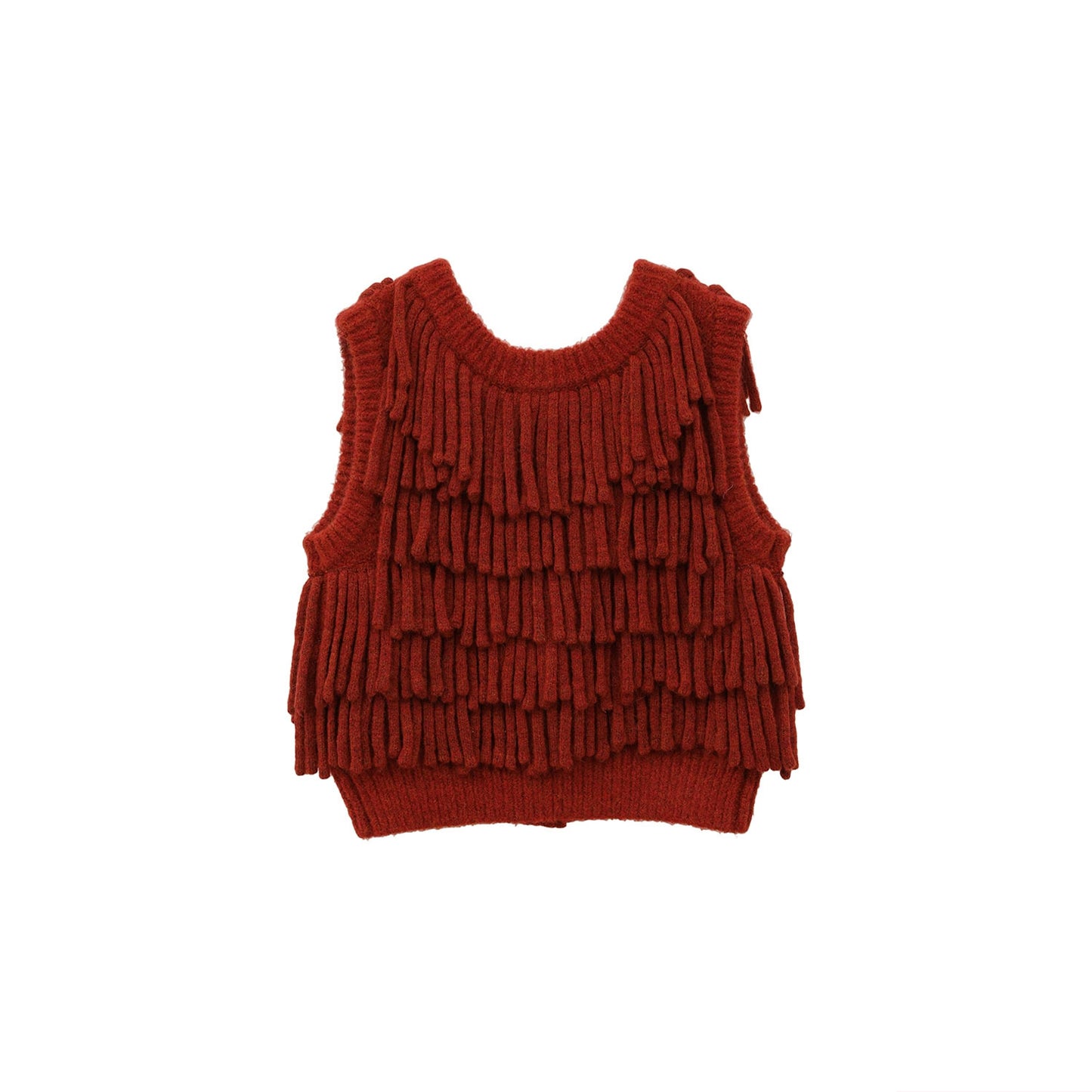 
                  
                    W FACE FRINGE KNIT VEST
                  
                