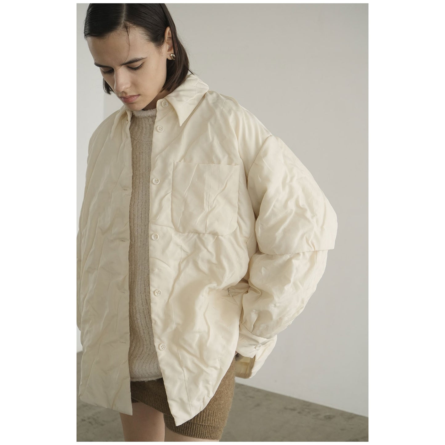 
                  
                    PADDED CRUMPLY SHIRT JACKET
                  
                