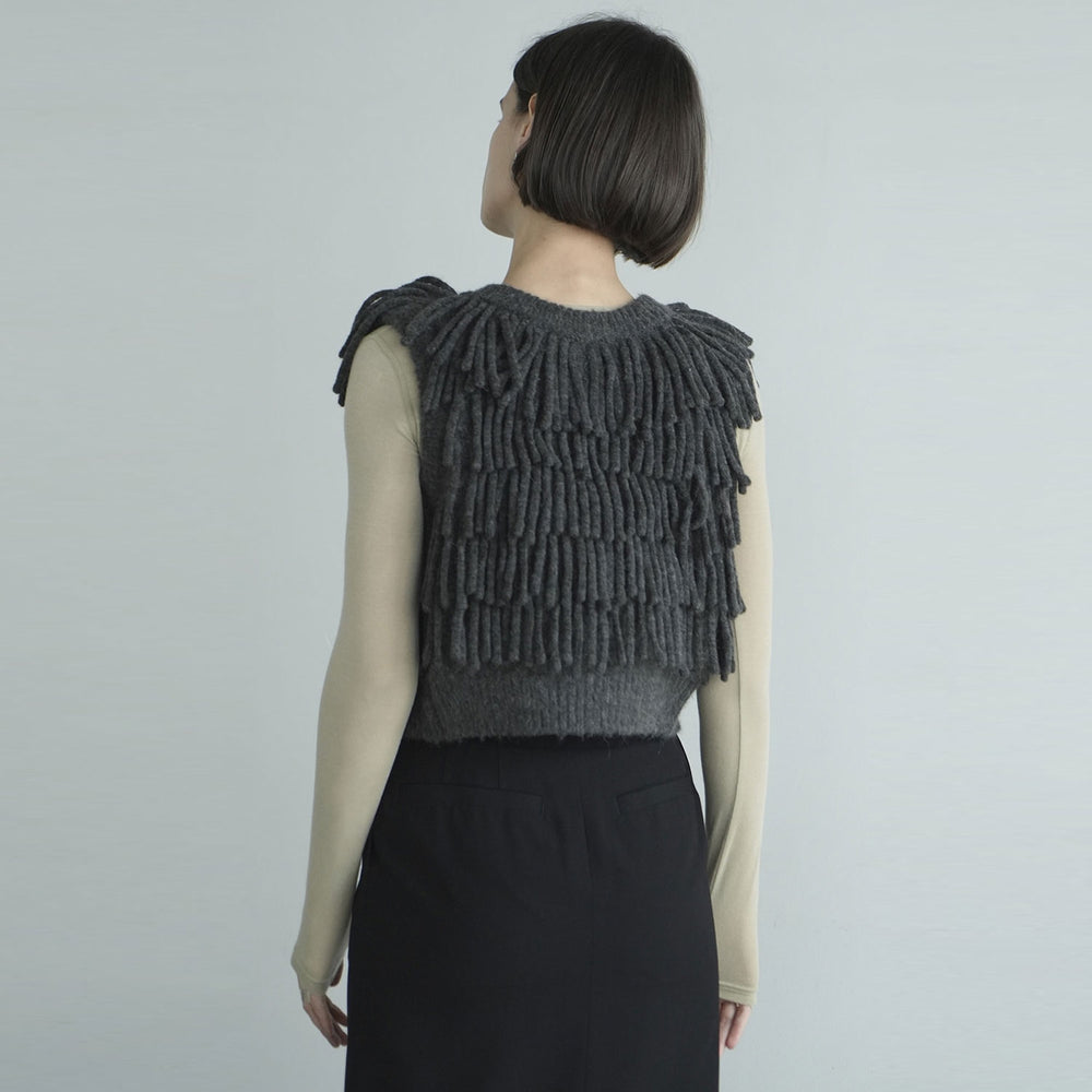 
                  
                    W FACE FRINGE KNIT VEST
                  
                