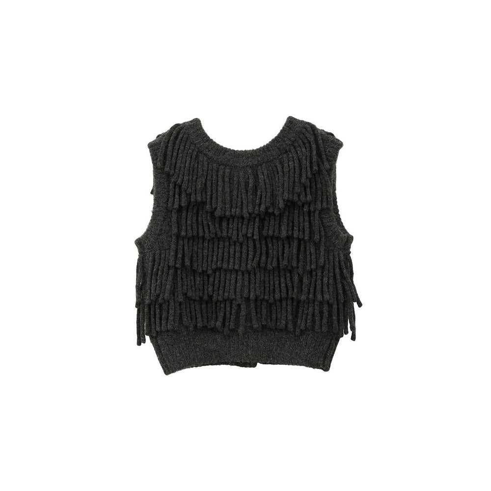 
                  
                    W FACE FRINGE KNIT VEST
                  
                