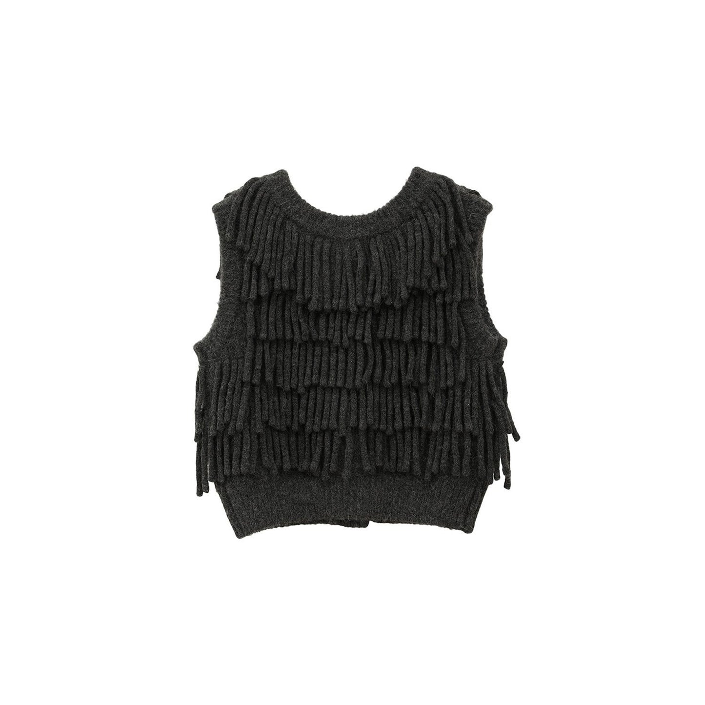 
                  
                    W FACE FRINGE KNIT VEST
                  
                