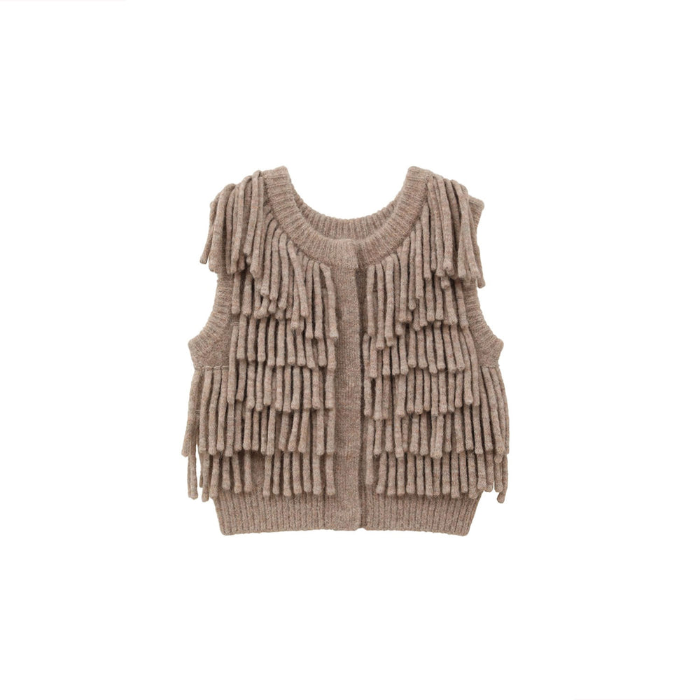 W FACE FRINGE KNIT VEST