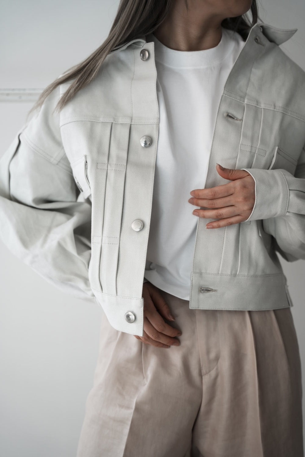 BALLOON SLEEVE WHITE DENIM JACKET/TYPE2 – OBLIGE