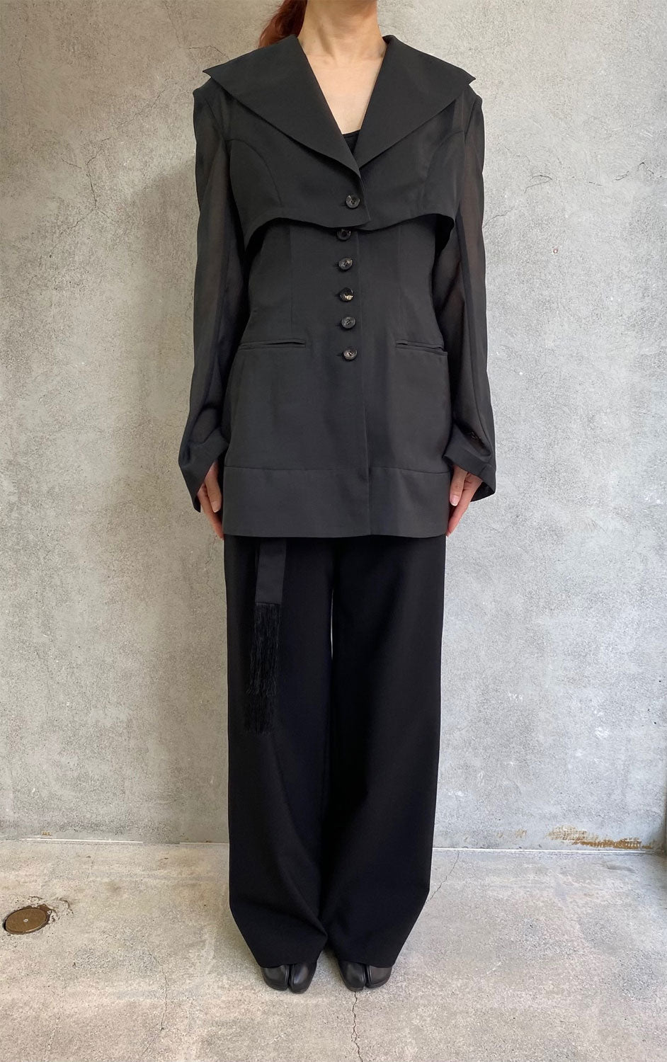 
                  
                    3-WAY SHEER TAILORED JACKET -BLACK-
                  
                
