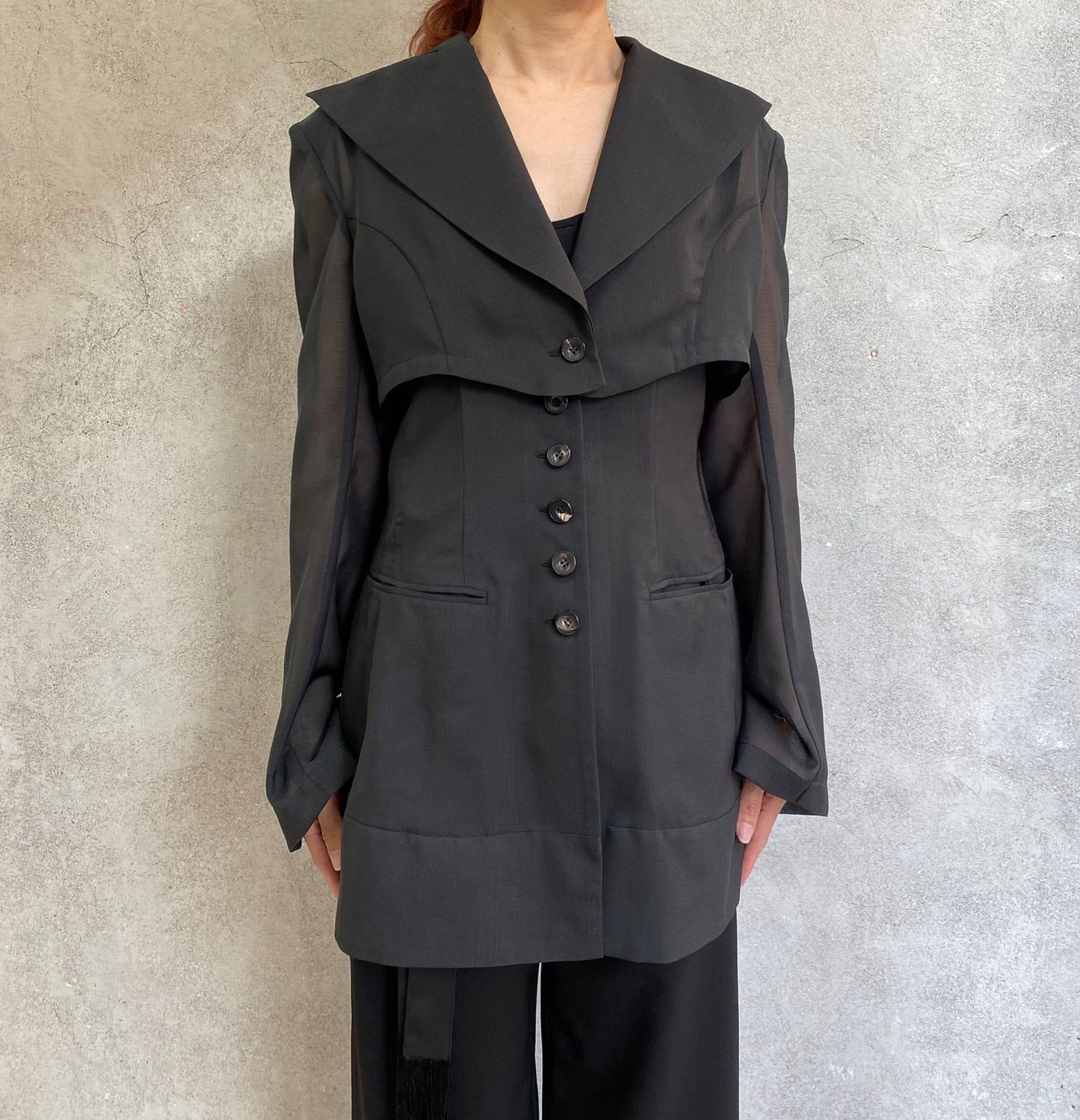 
                  
                    3-WAY SHEER TAILORED JACKET -BLACK-
                  
                