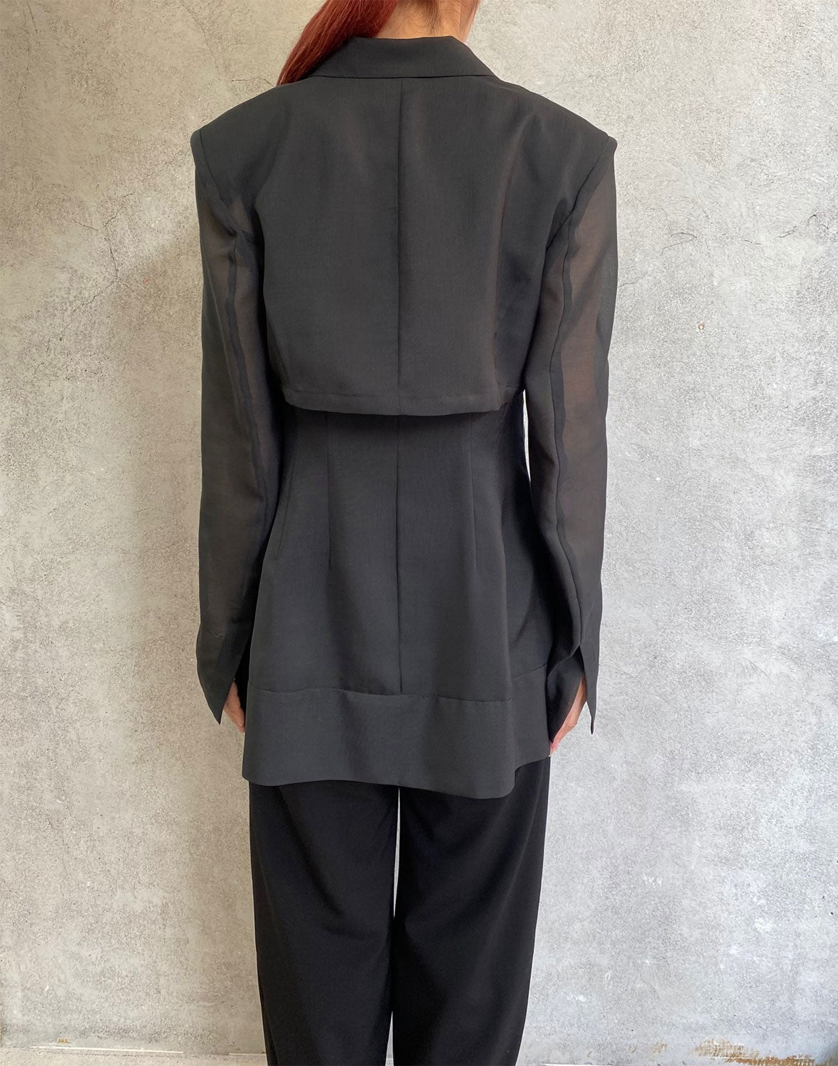 
                  
                    3-WAY SHEER TAILORED JACKET -BLACK-
                  
                