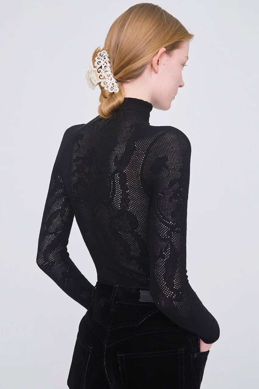 
                  
                    WOOL LACE KNIT TURTLENECK BODYSUIT
                  
                