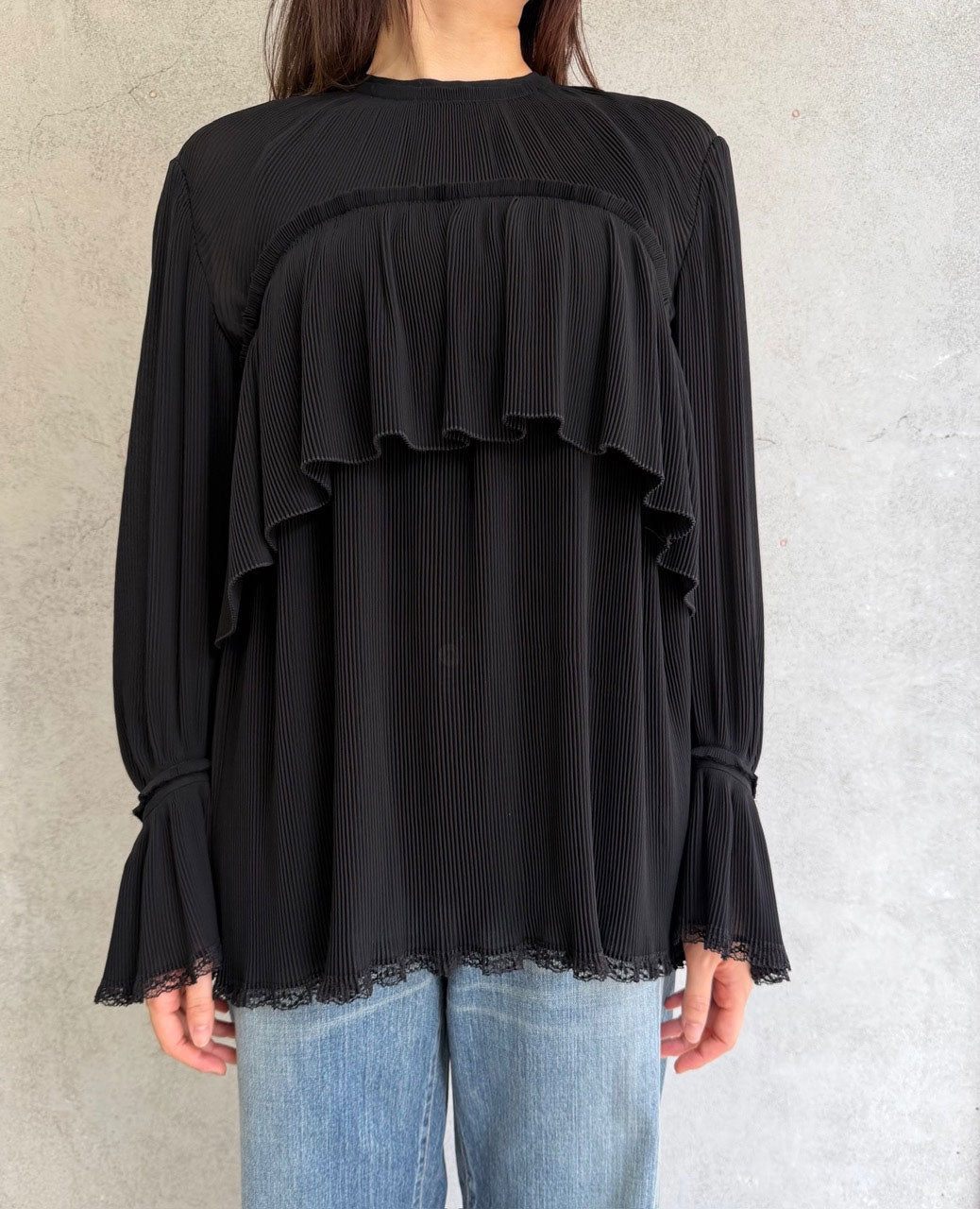 
                  
                    SHEER GEORGETTE PLEATED BLOUSE
                  
                