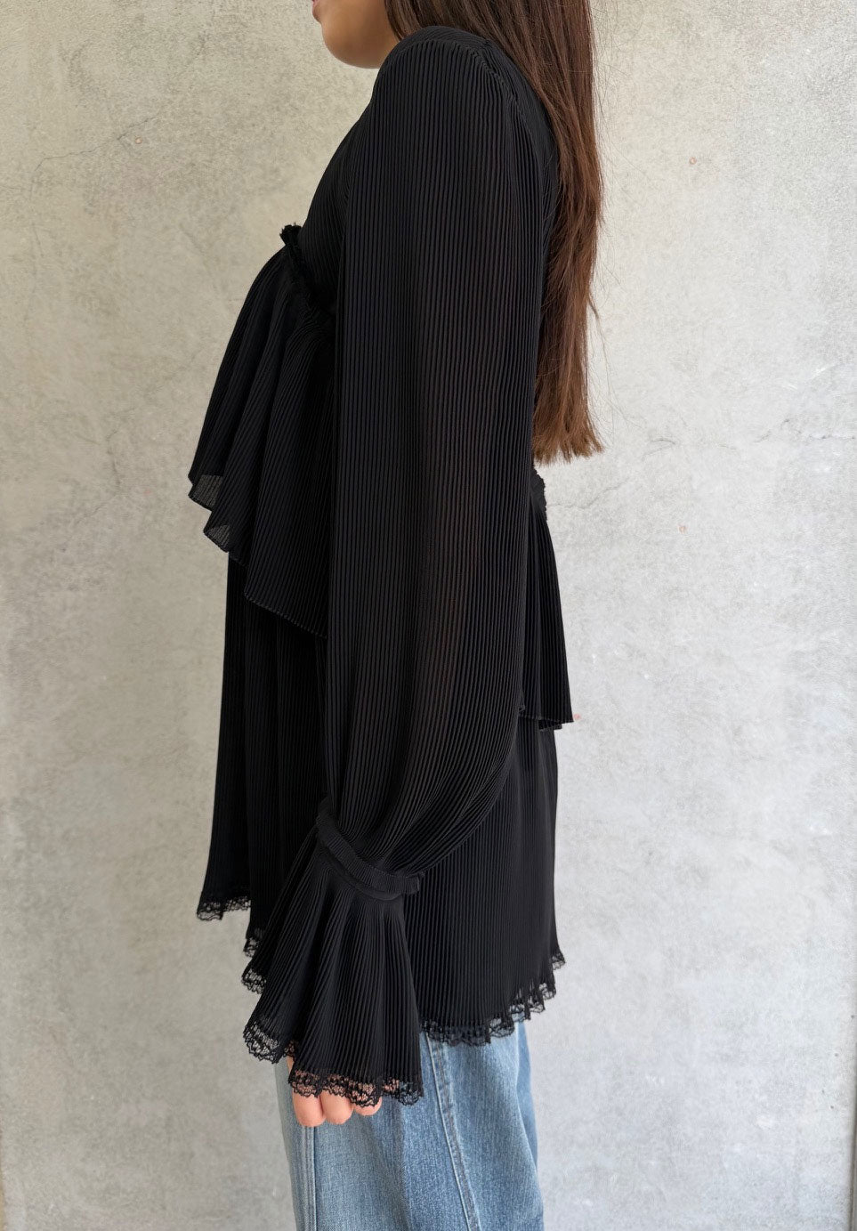 
                  
                    SHEER GEORGETTE PLEATED BLOUSE
                  
                