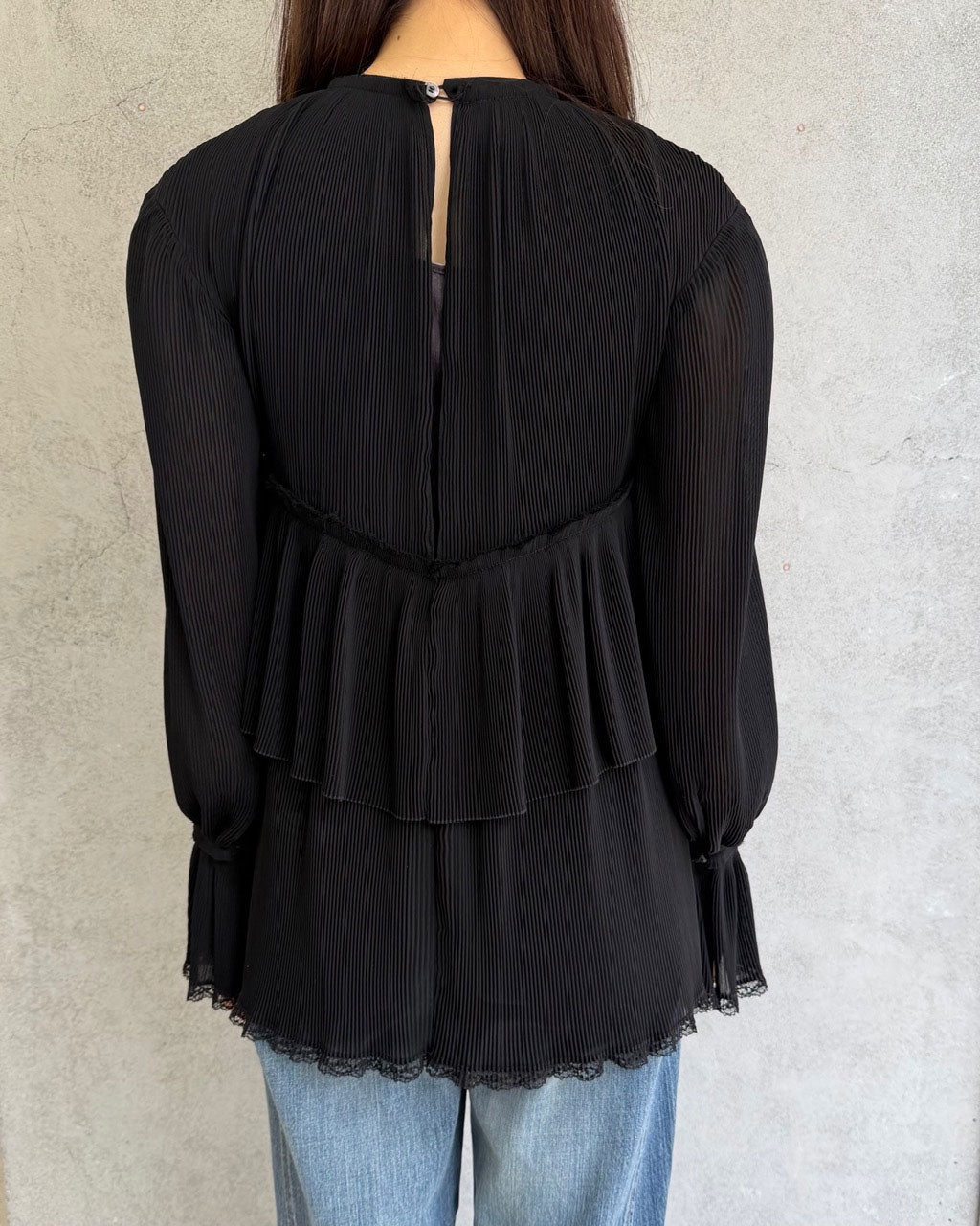 
                  
                    SHEER GEORGETTE PLEATED BLOUSE
                  
                