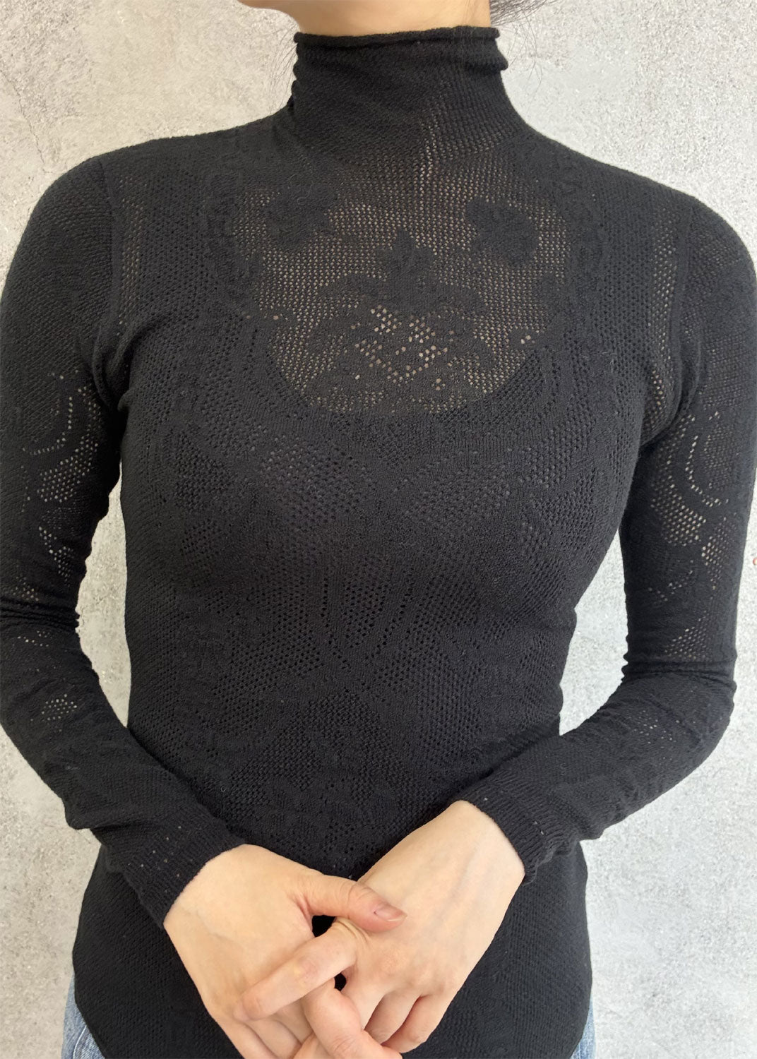
                  
                    WOOL LACE KNIT TURTLENECK BODYSUIT
                  
                