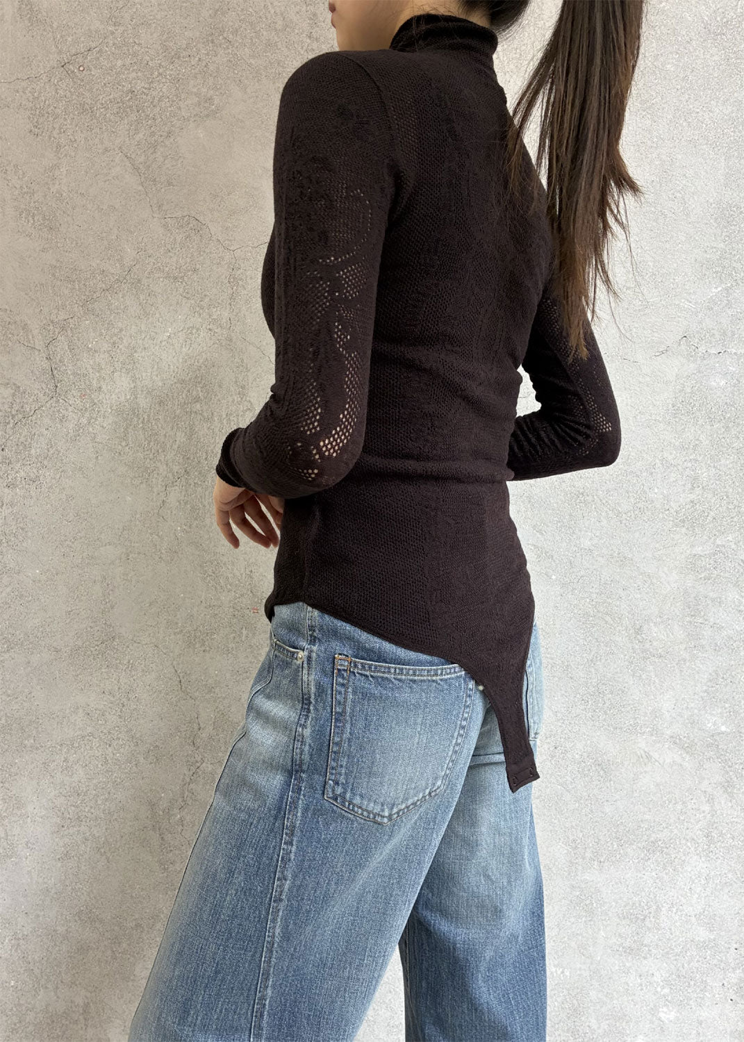 
                  
                    WOOL LACE KNIT TURTLENECK BODYSUIT
                  
                