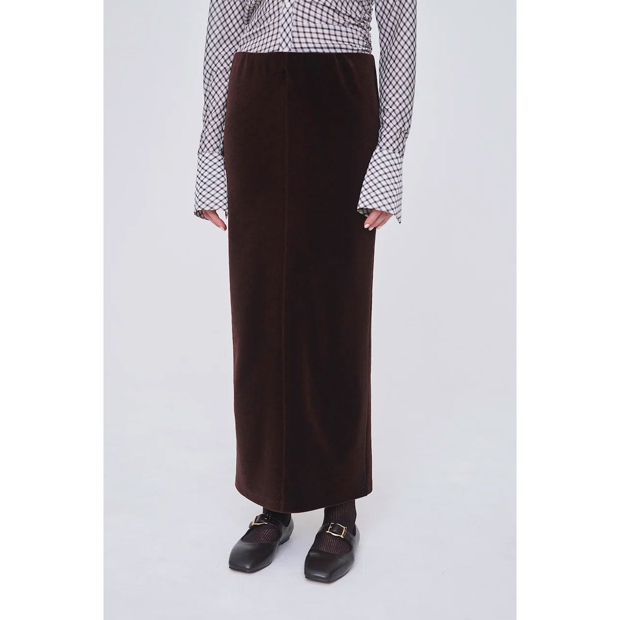 
                  
                    WOOL VELOUR PENCIL SKIRT
                  
                