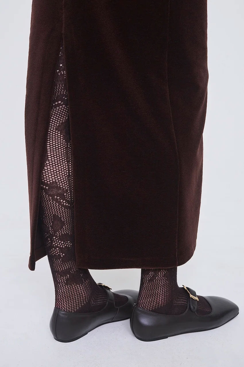 
                  
                    WOOL VELOUR PENCIL SKIRT
                  
                