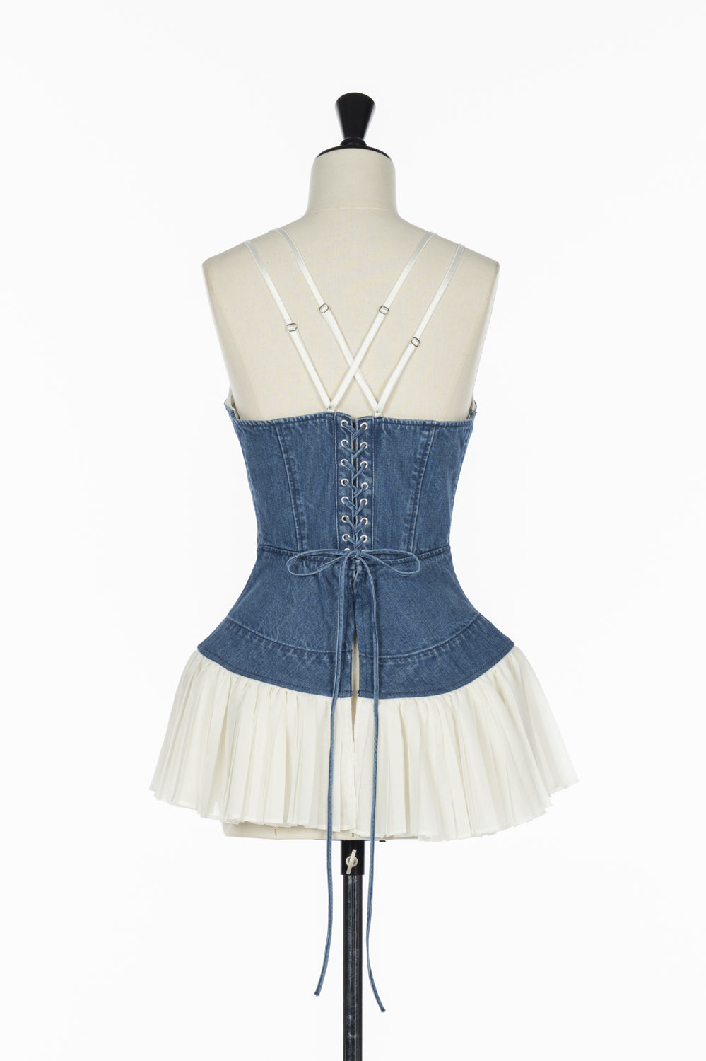 
                  
                    ORGANIC COTTON DENIM PLEATED BUSTIER TOP -BLUE-
                  
                
