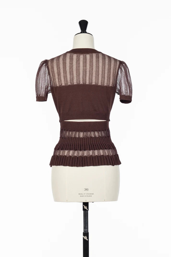 
                  
                    CONVERTIBLE SHEER STRIPE KNIT CARDIGAN -BLACK-
                  
                