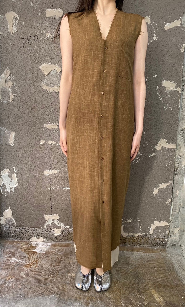 
                  
                    SUMMER WOOL SLEEVELESS DRESS-CAMEL-
                  
                