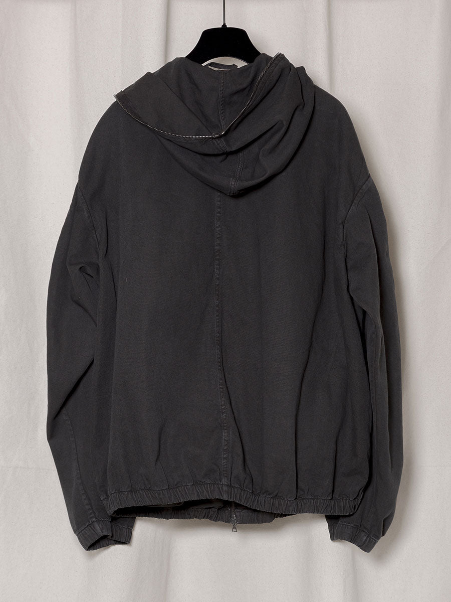 
                  
                    THIN CANVAS HOODED ZIPPER JACKET -BLACK-
                  
                