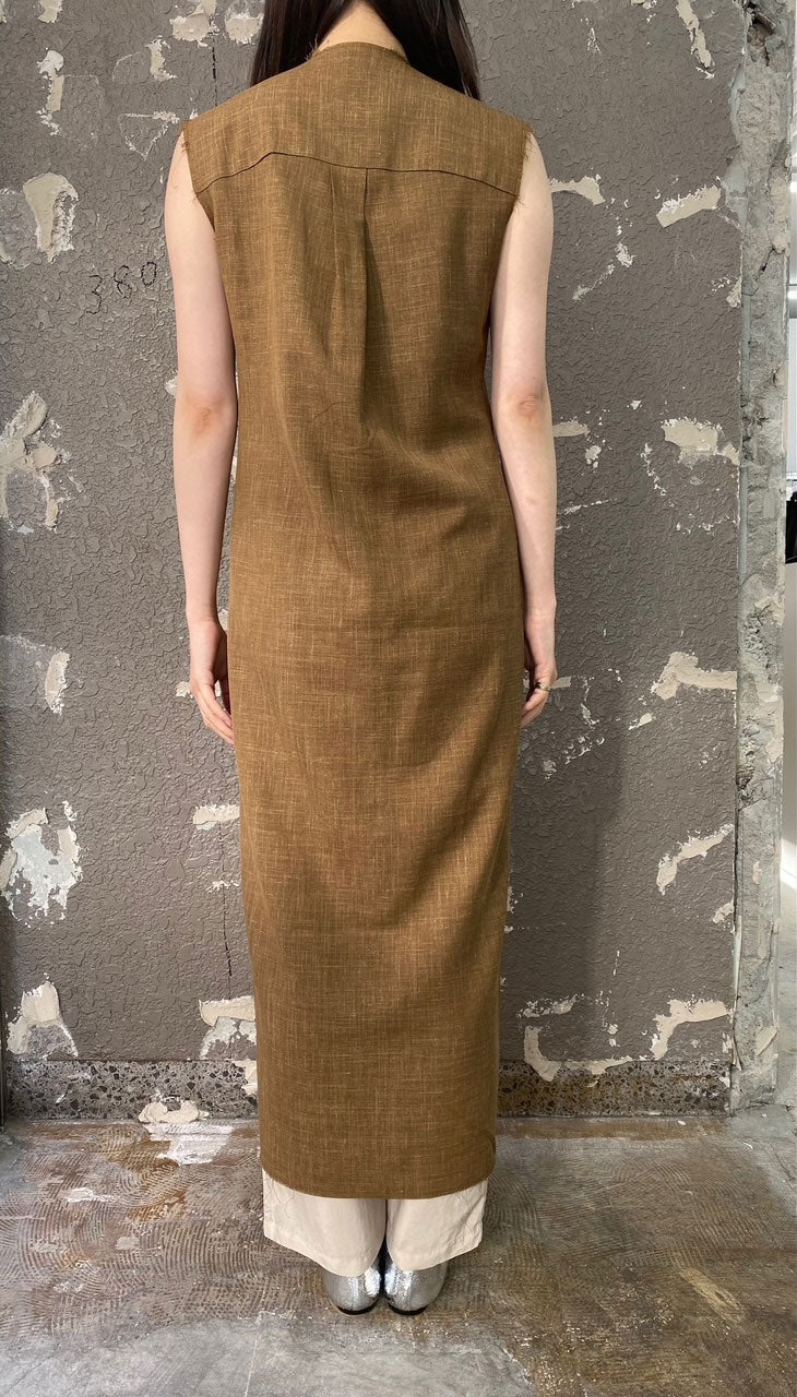 
                  
                    SUMMER WOOL SLEEVELESS DRESS-CAMEL-
                  
                