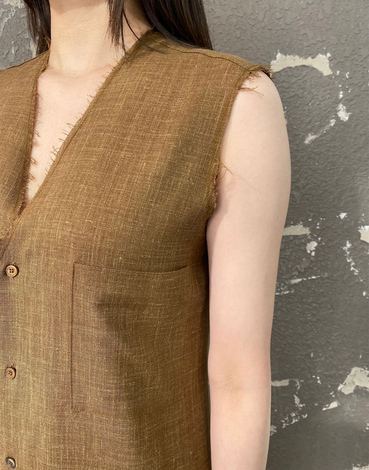 
                  
                    SUMMER WOOL SLEEVELESS DRESS-CAMEL-
                  
                