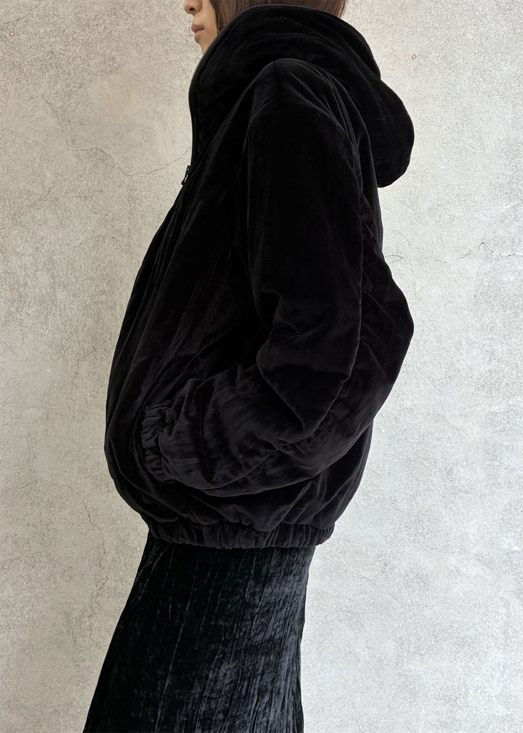 
                  
                    COTTON VELVET FUFFER HOODED JACKET
                  
                
