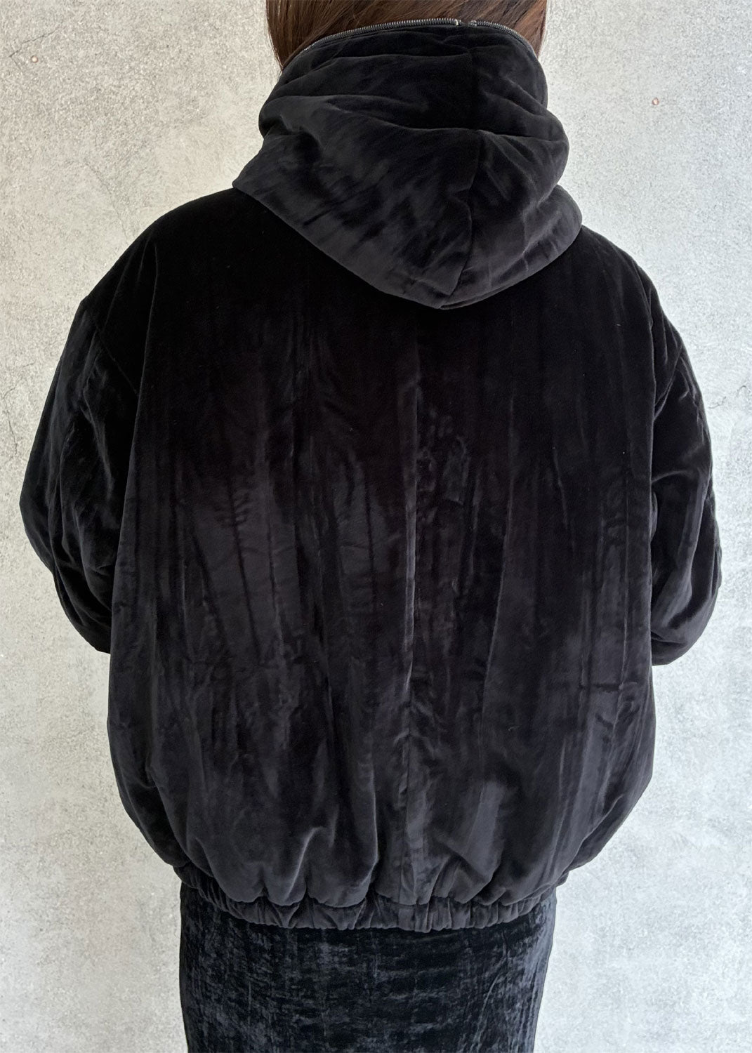 
                  
                    COTTON VELVET FUFFER HOODED JACKET
                  
                