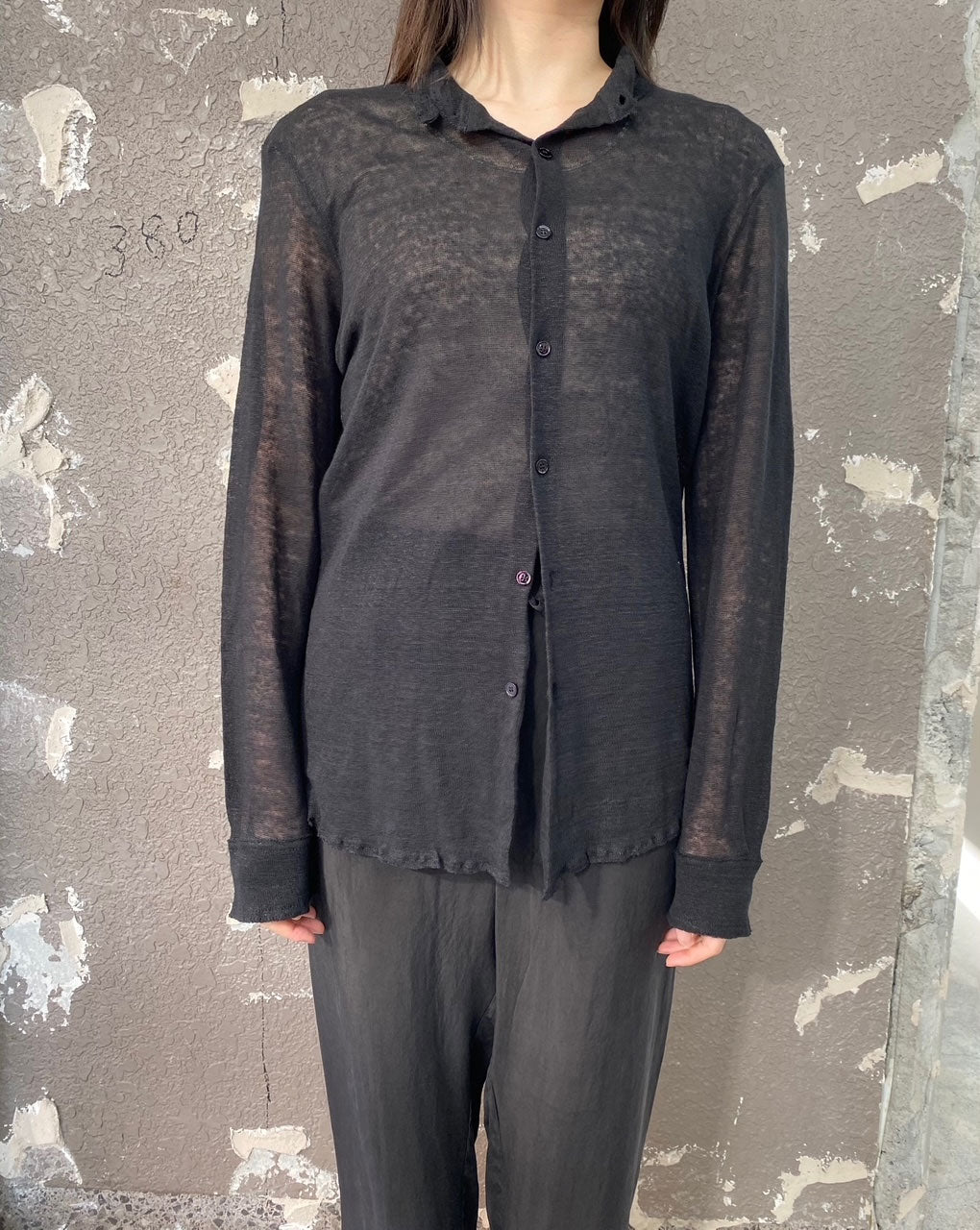 
                  
                    LINEN JERSEY SHIRT-BLACK-
                  
                