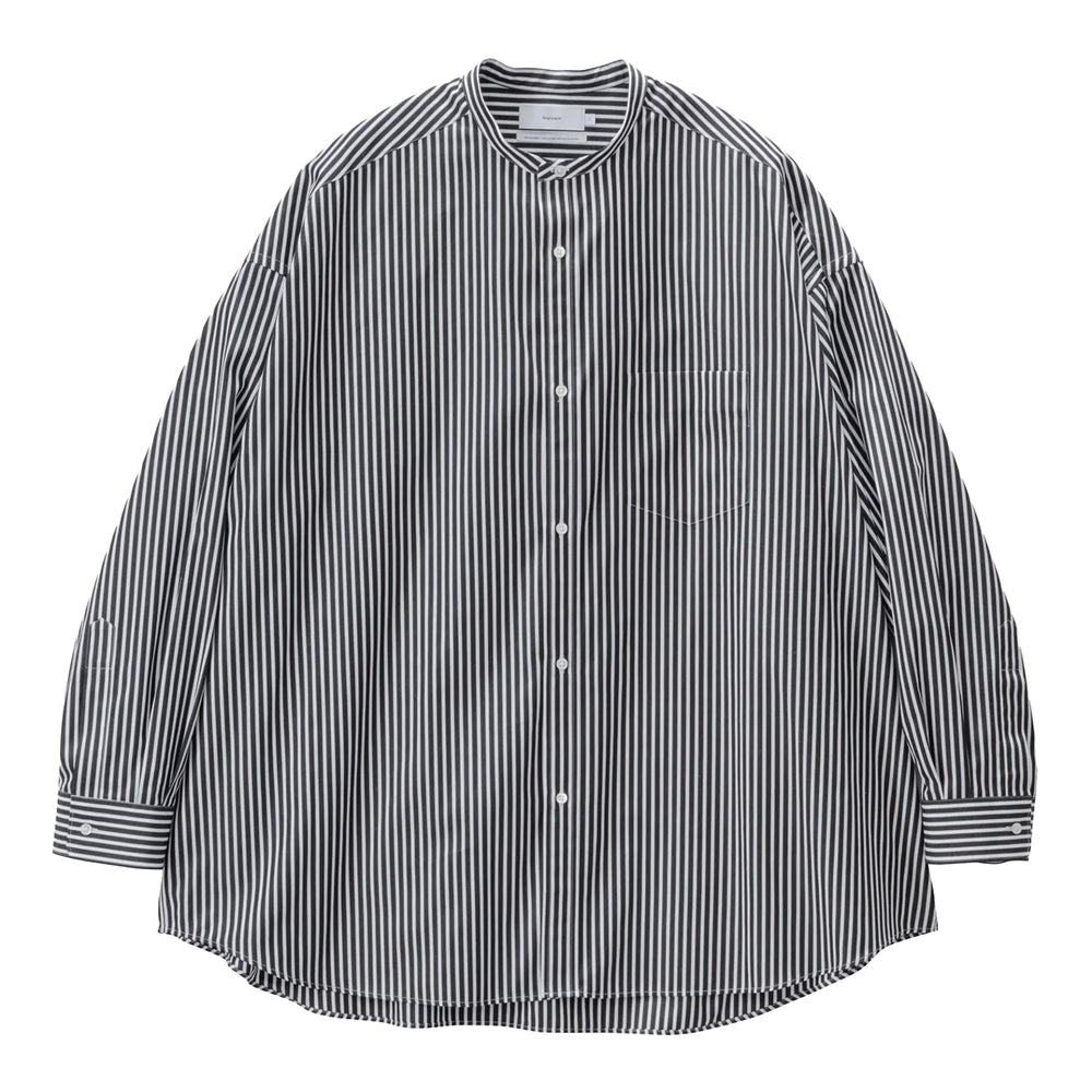 HIGH COUNT BAND COLLAR ROUND CUT OVERSIZED SHIRT
