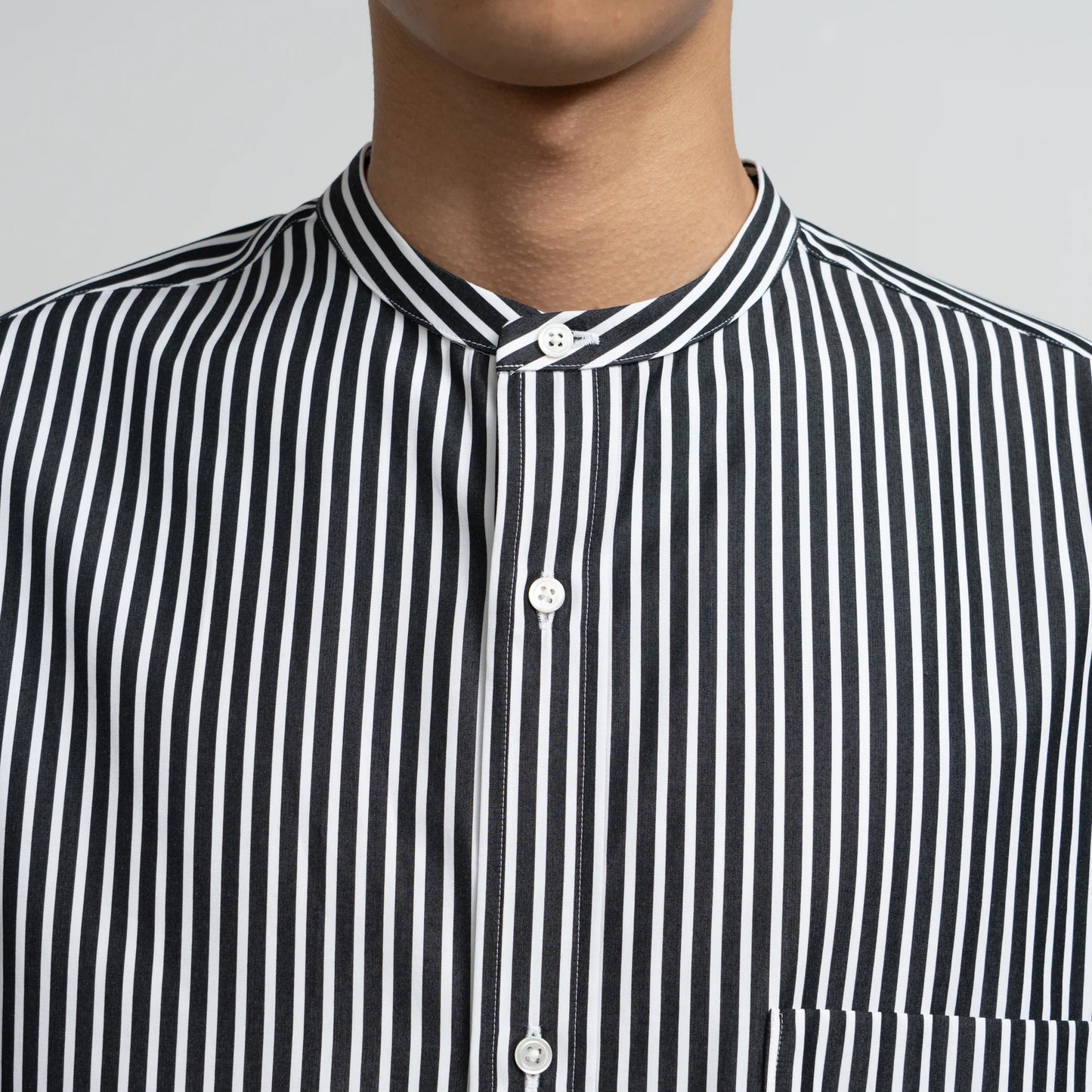
                  
                    HIGH COUNT BAND COLLAR ROUND CUT OVERSIZED SHIRT
                  
                
