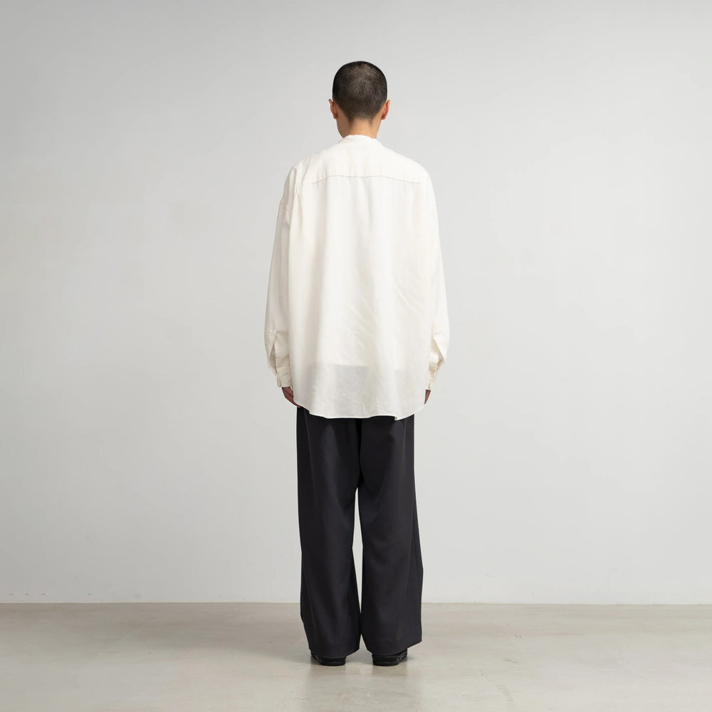 LINEN CUPRO L/S OVERSIZED BAND COLLAR SHIRT – OBLIGE