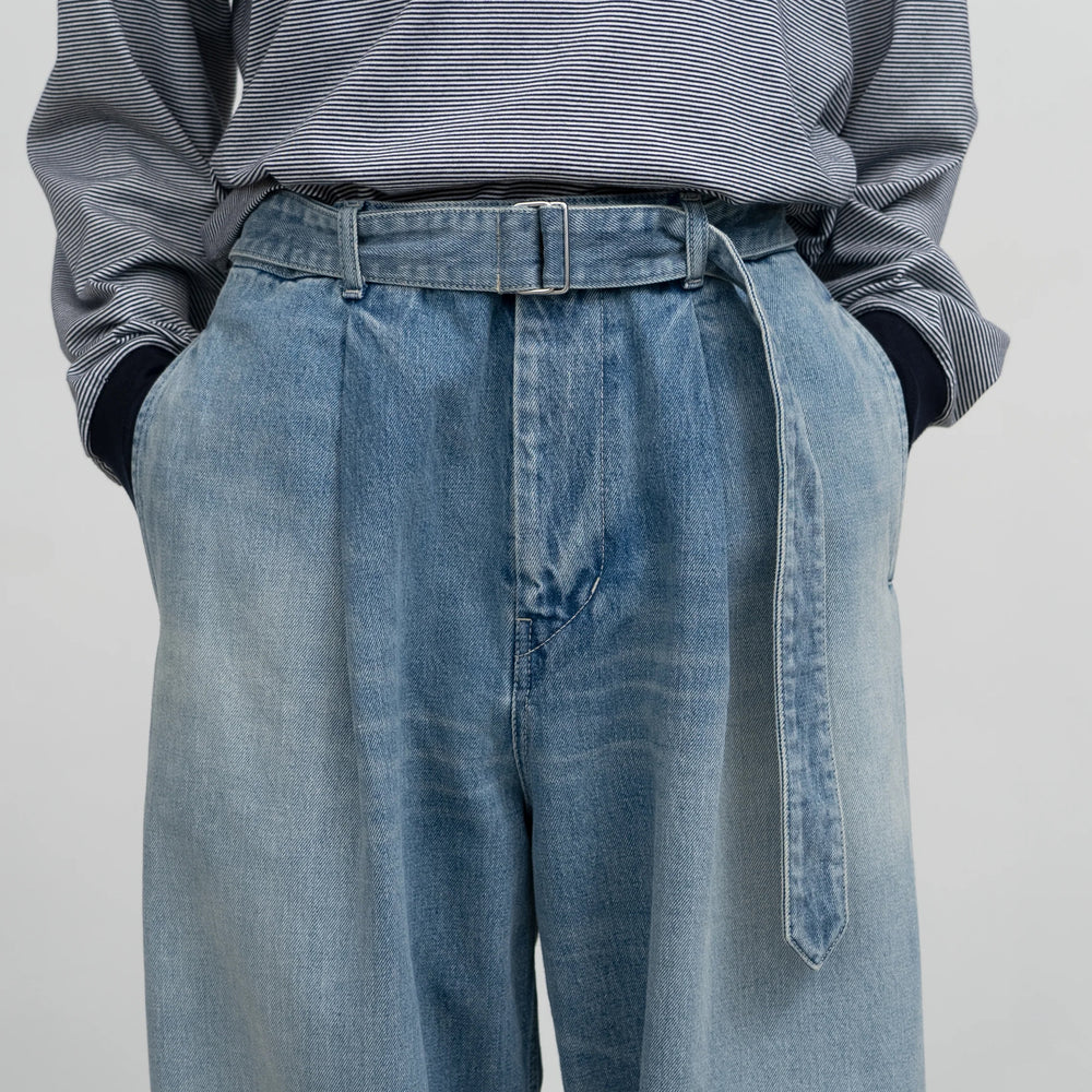 
                  
                    SELVAGE DENIM BELTED PANTS
                  
                