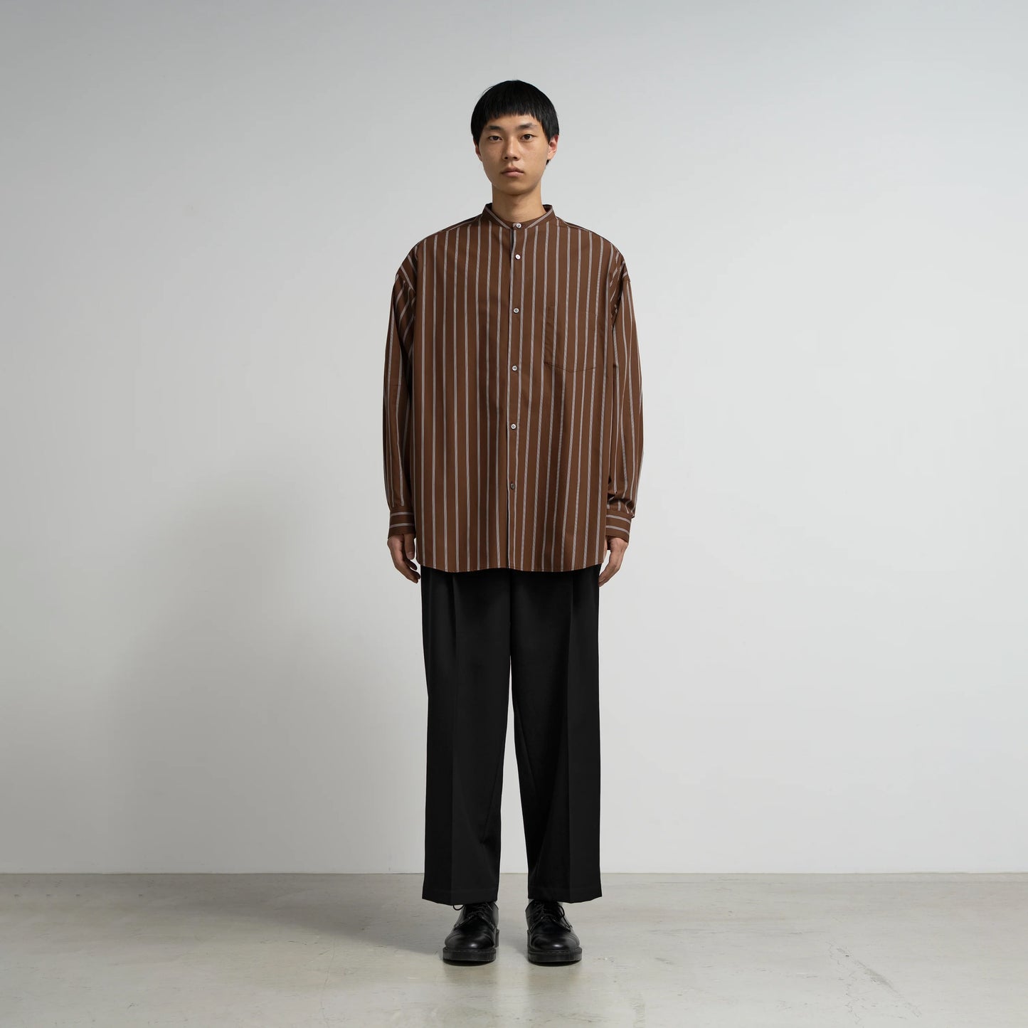 
                  
                    SIDOGRAS STRIPE L/S OVERSIZED BAND COLLAR SHIRT
                  
                